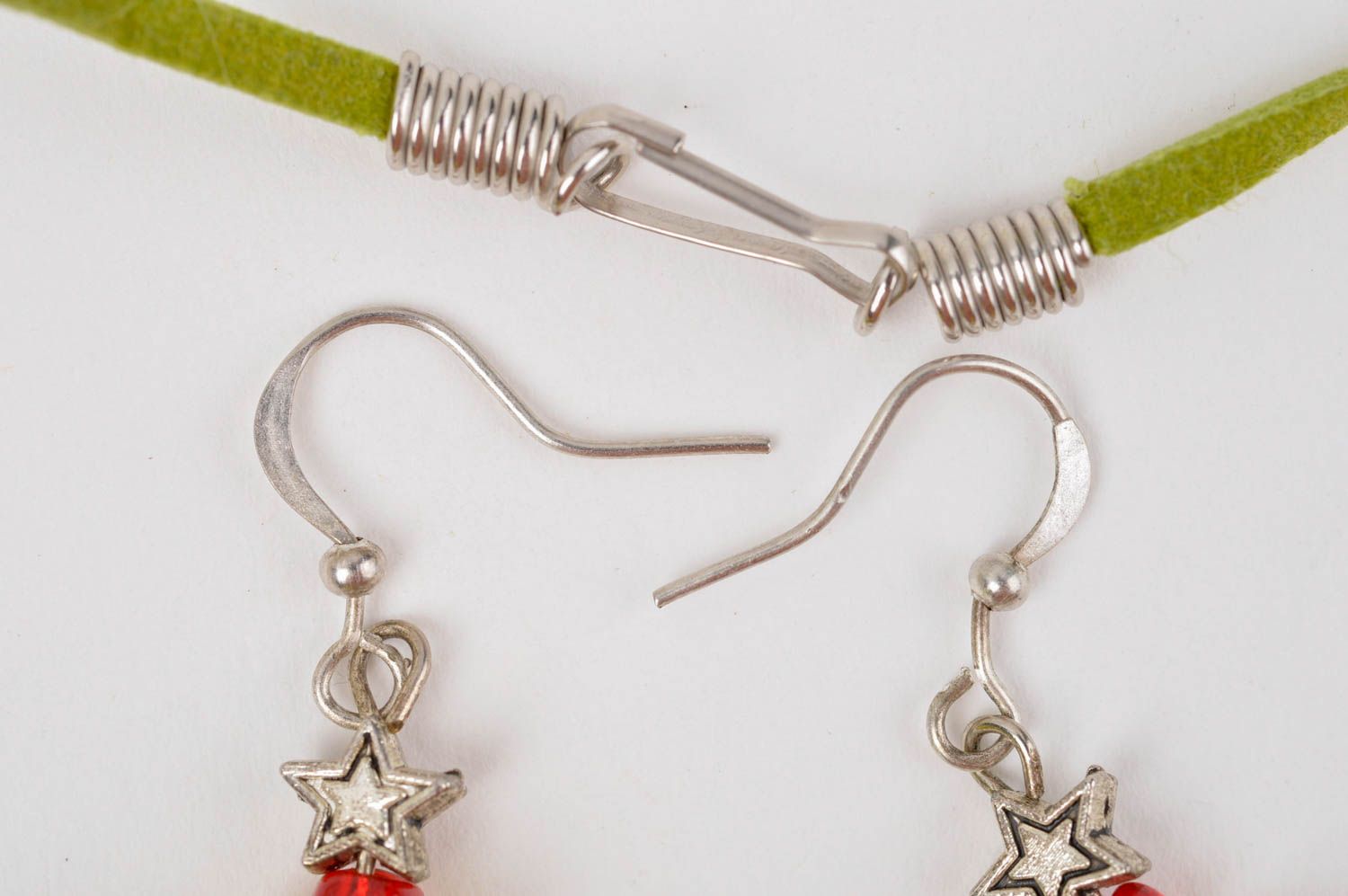 Set of glass jewelry handmade glass earrings and pendant fashion jewelry photo 4
