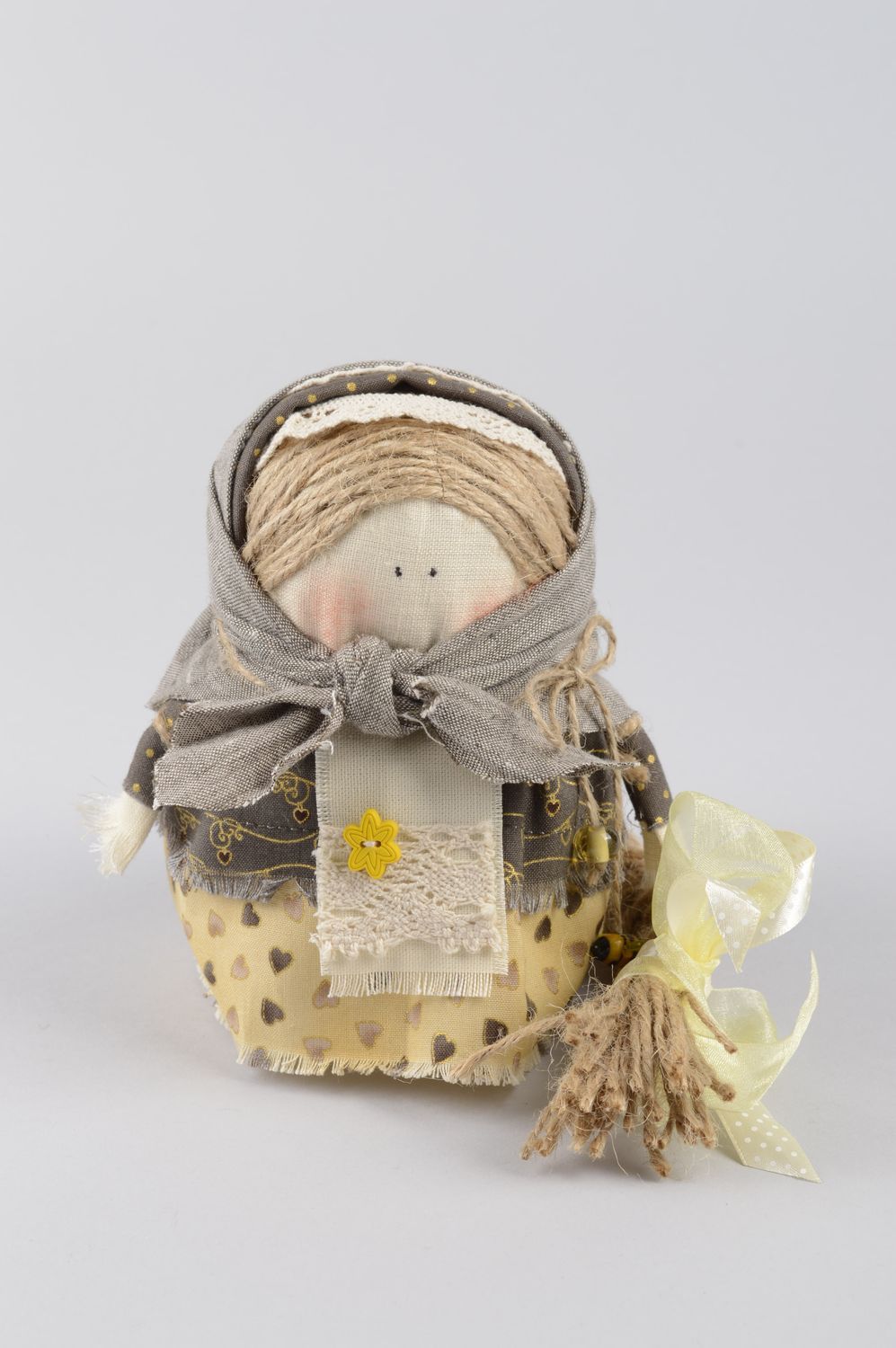 Muñeca de trapo artesanal hecha de lino decoración de hogar regalo original foto 1