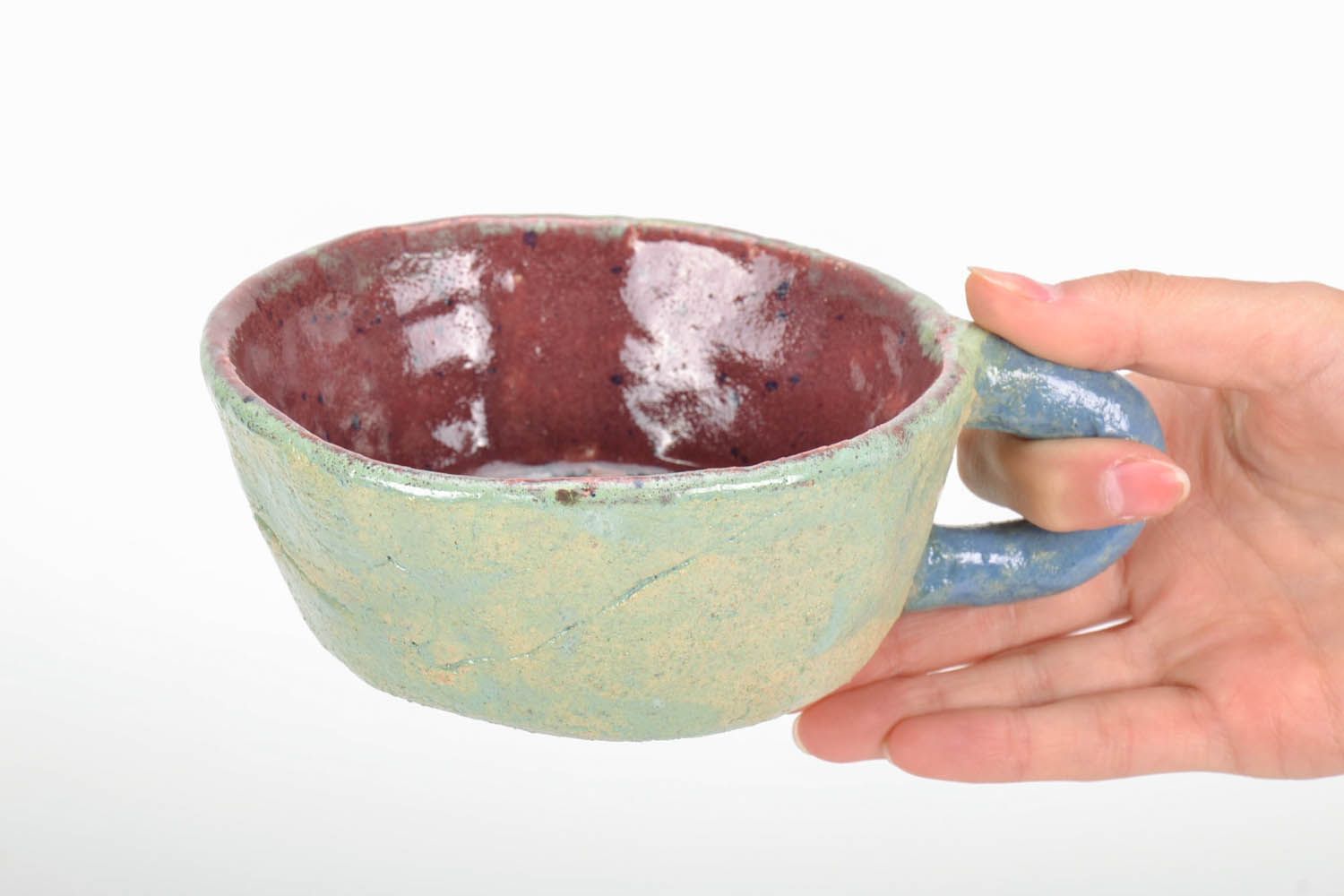 Copo de cerâmica feito à mão coberto com esmalte foto 5