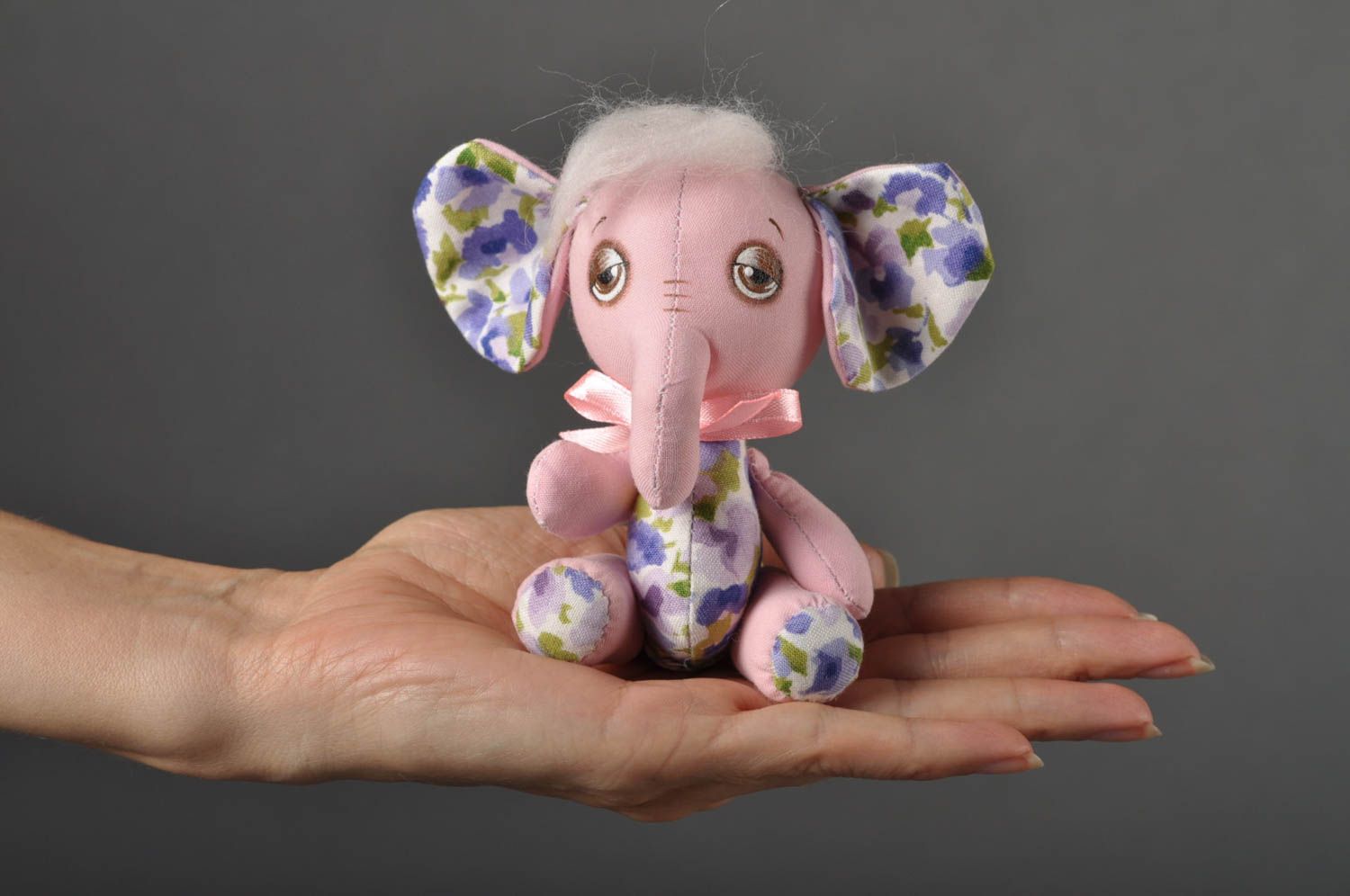 Handmade Stoff Spielzeug Kuscheltier Elefant klein Geschenk für Kinder  foto 5