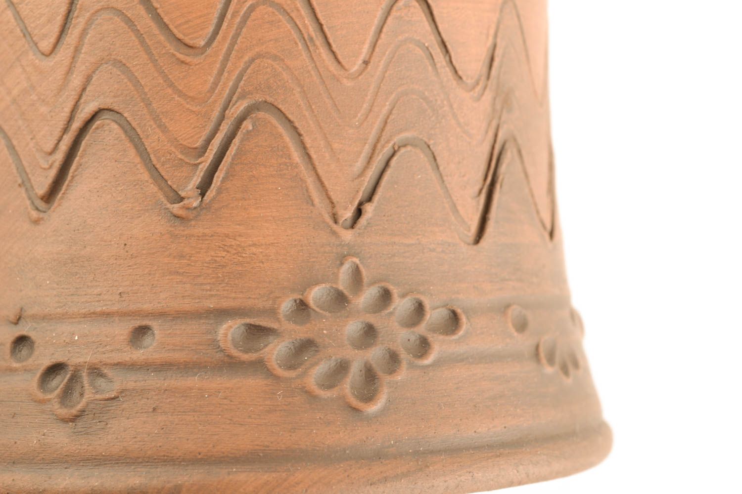 5 oz natural clay cup with handle and rustic design photo 4