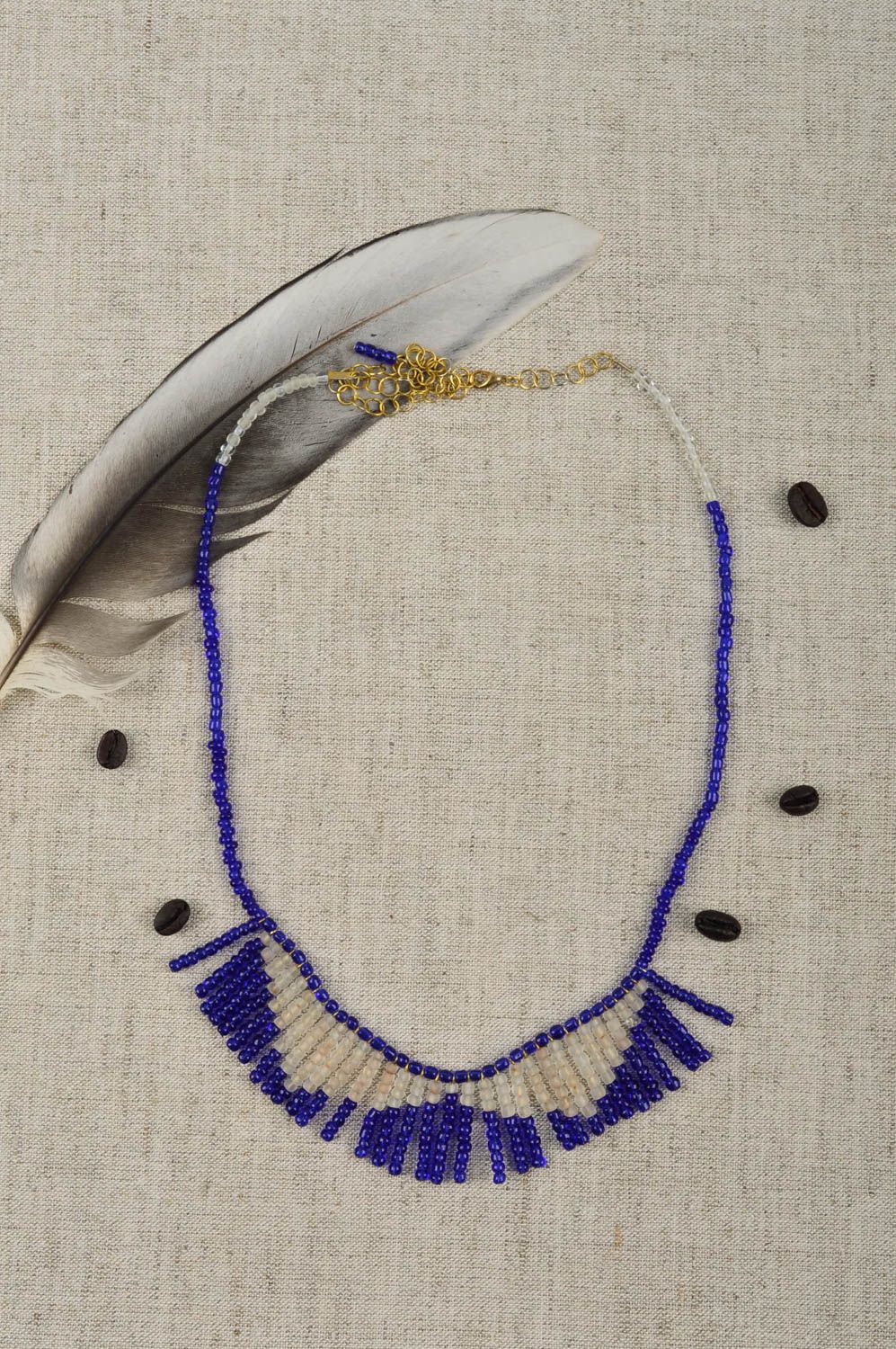 Handmade Halskette für Frauen Geschenk für Frauen Schmuck Collier blau grell foto 1