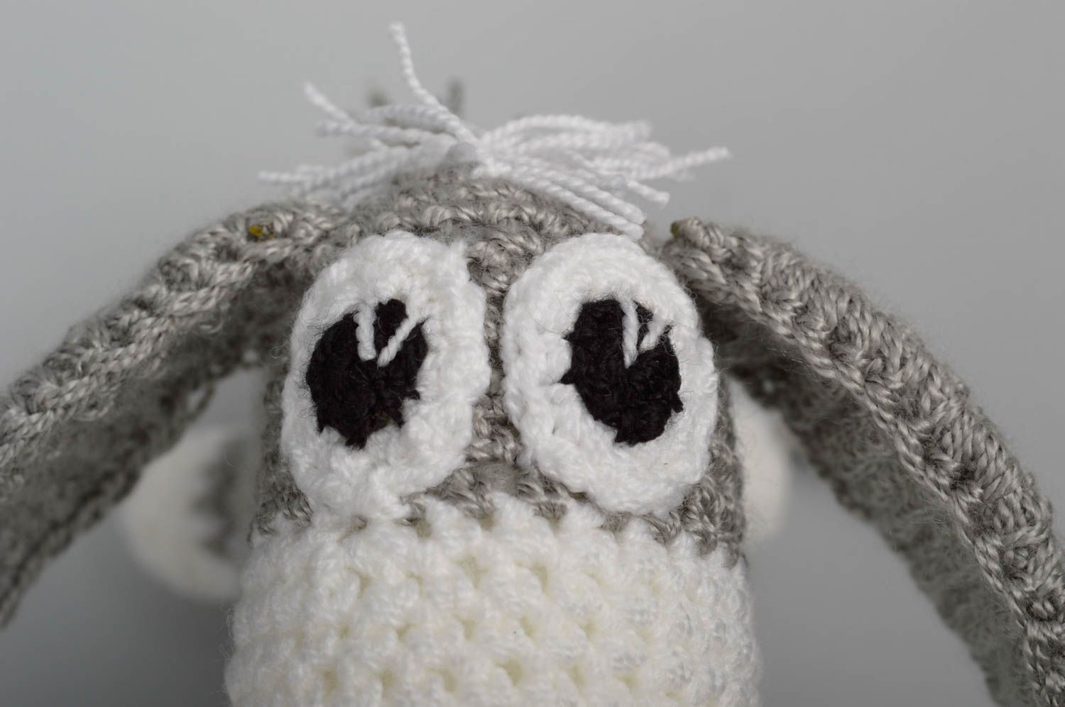 Peluche âne gris Jouet fait main tricoté au crochet en coton Cadeau pour enfant photo 6