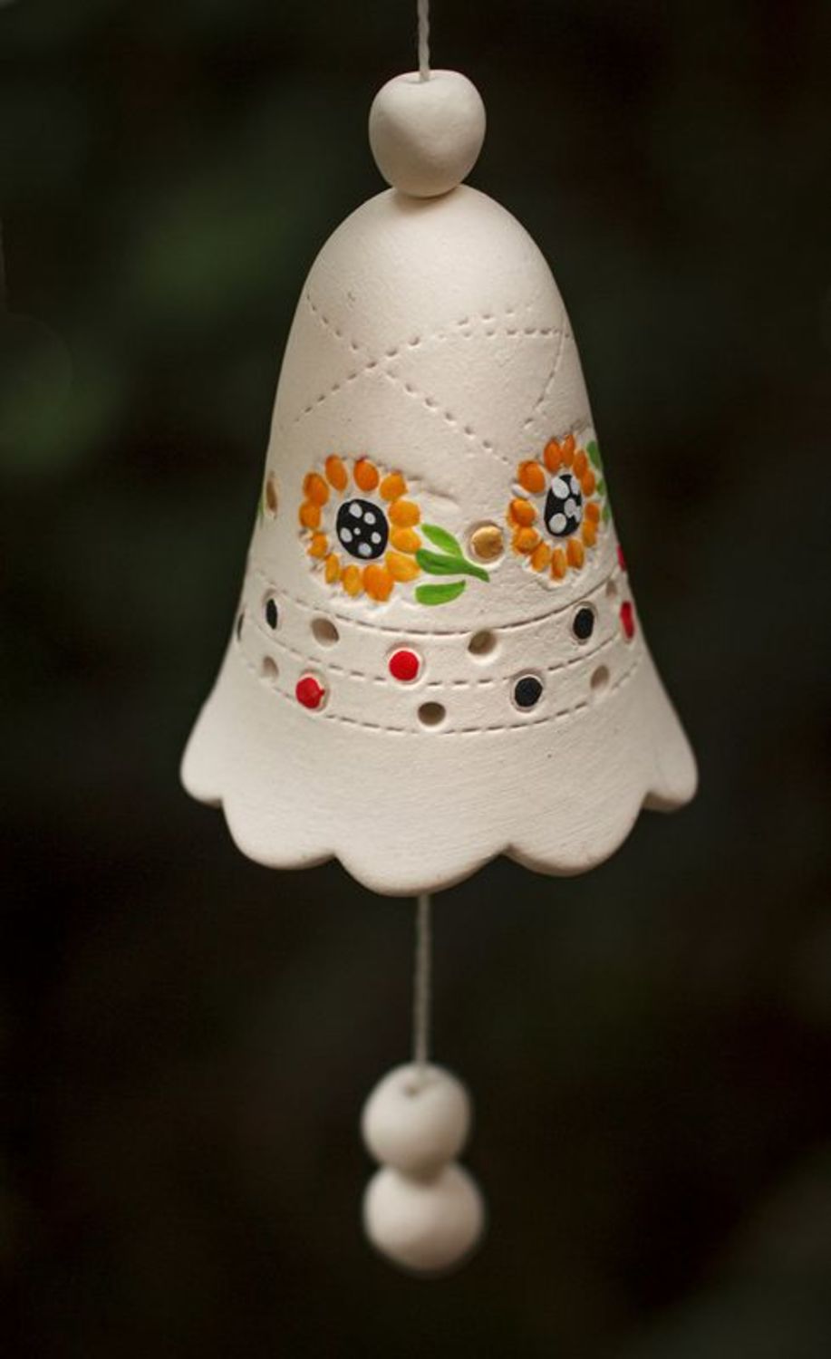 Bells made from white clay with pattern photo 2