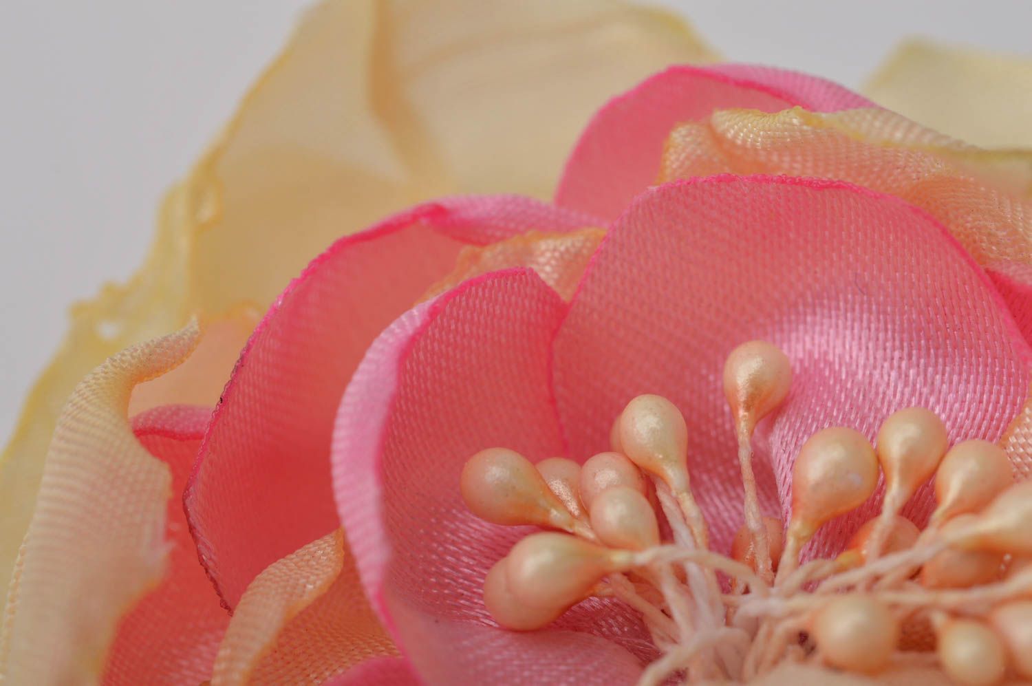 Broche fleur faite main Pince à cheveux en ruban de satin Accessoire femme photo 4