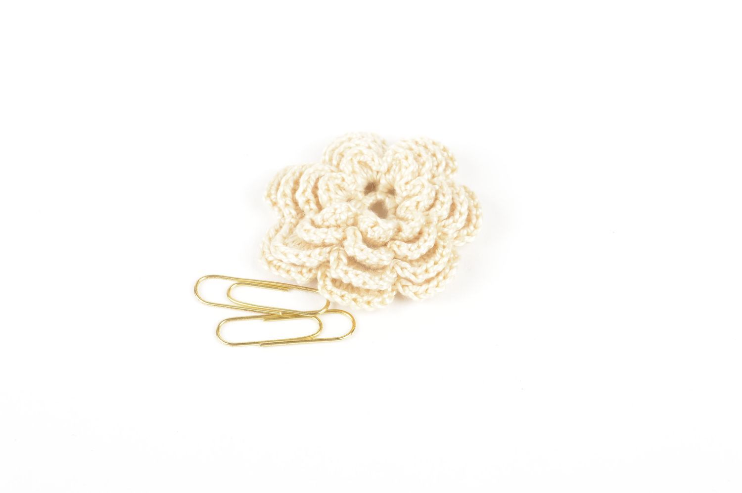 Fleur tricot fait main Fourniture bijoux couleur beige Loisirs créatifs photo 5