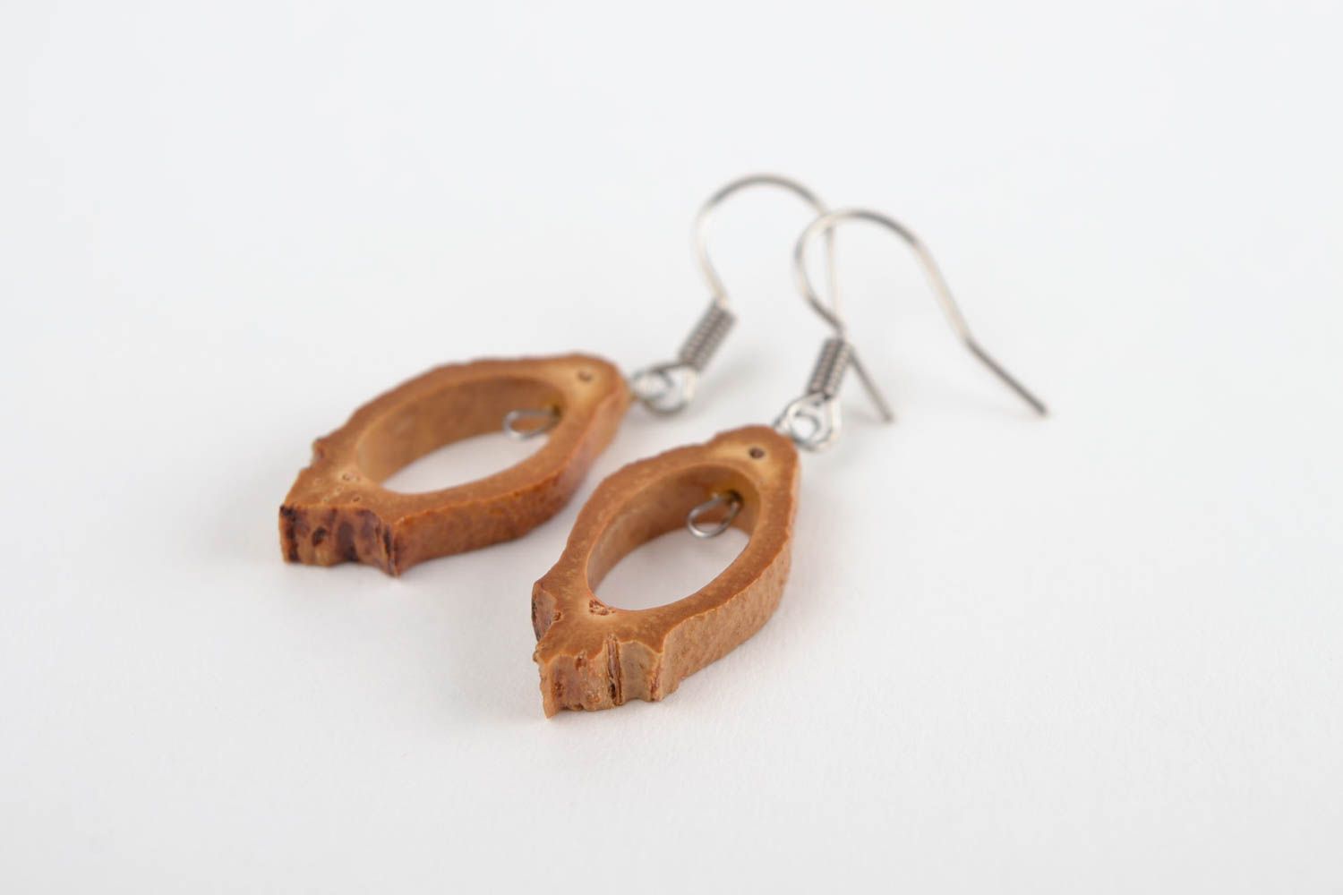 Handmade earrings wooden jewelry dangling earrings fashion accessories  photo 5