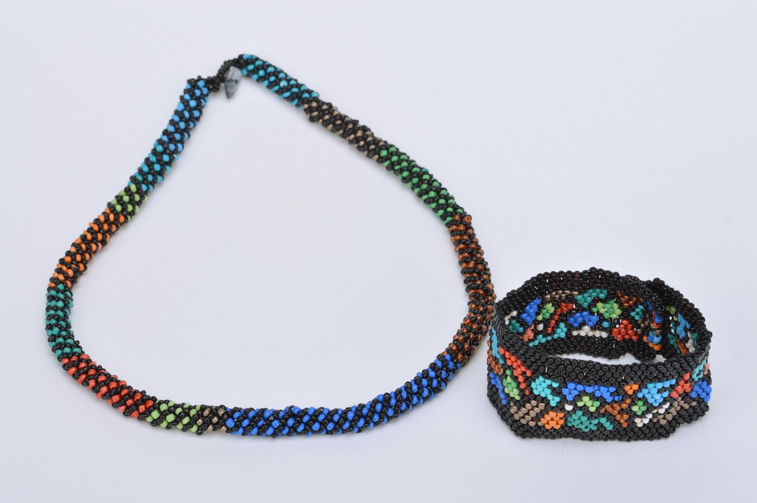 Set de collier et bracelet en perles de rocailles faits main 2 pièces Savane photo 5