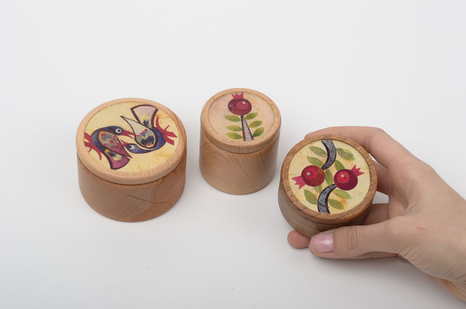 Handmade kleine Schatullen und Teelicht Halter Holz Dekoration schön originell foto 1