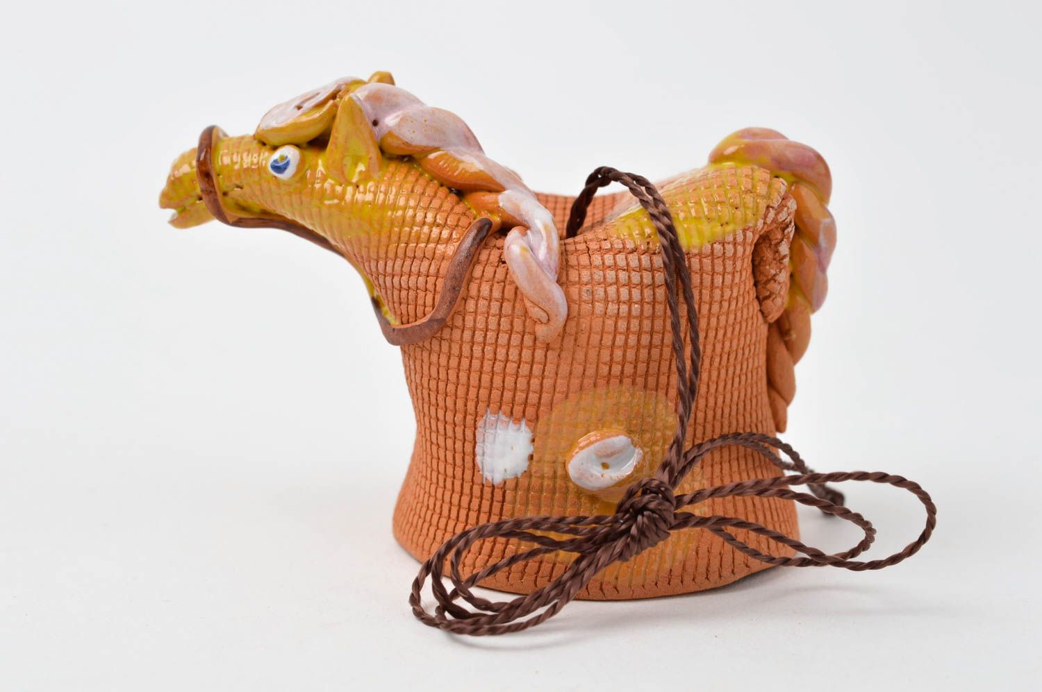 Cloche sonnette faite main Clochette à vent cheval céramique Décoration maison photo 2