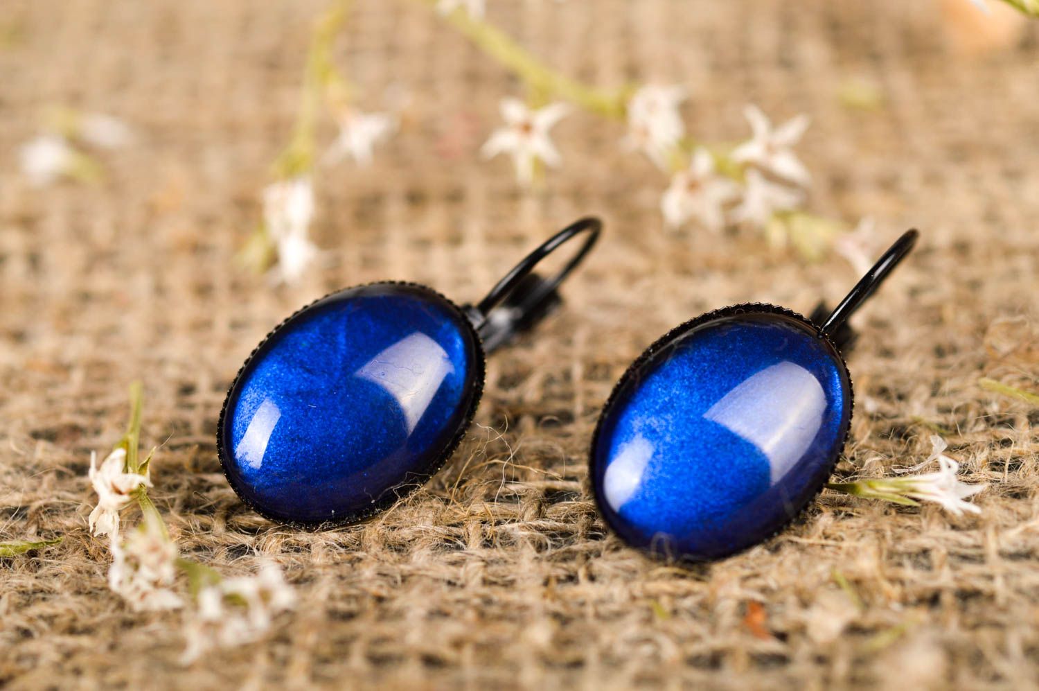 Blaue handgemachte Ohrringe stilvoller Mode Schmuck schönes originelles Geschenk foto 1