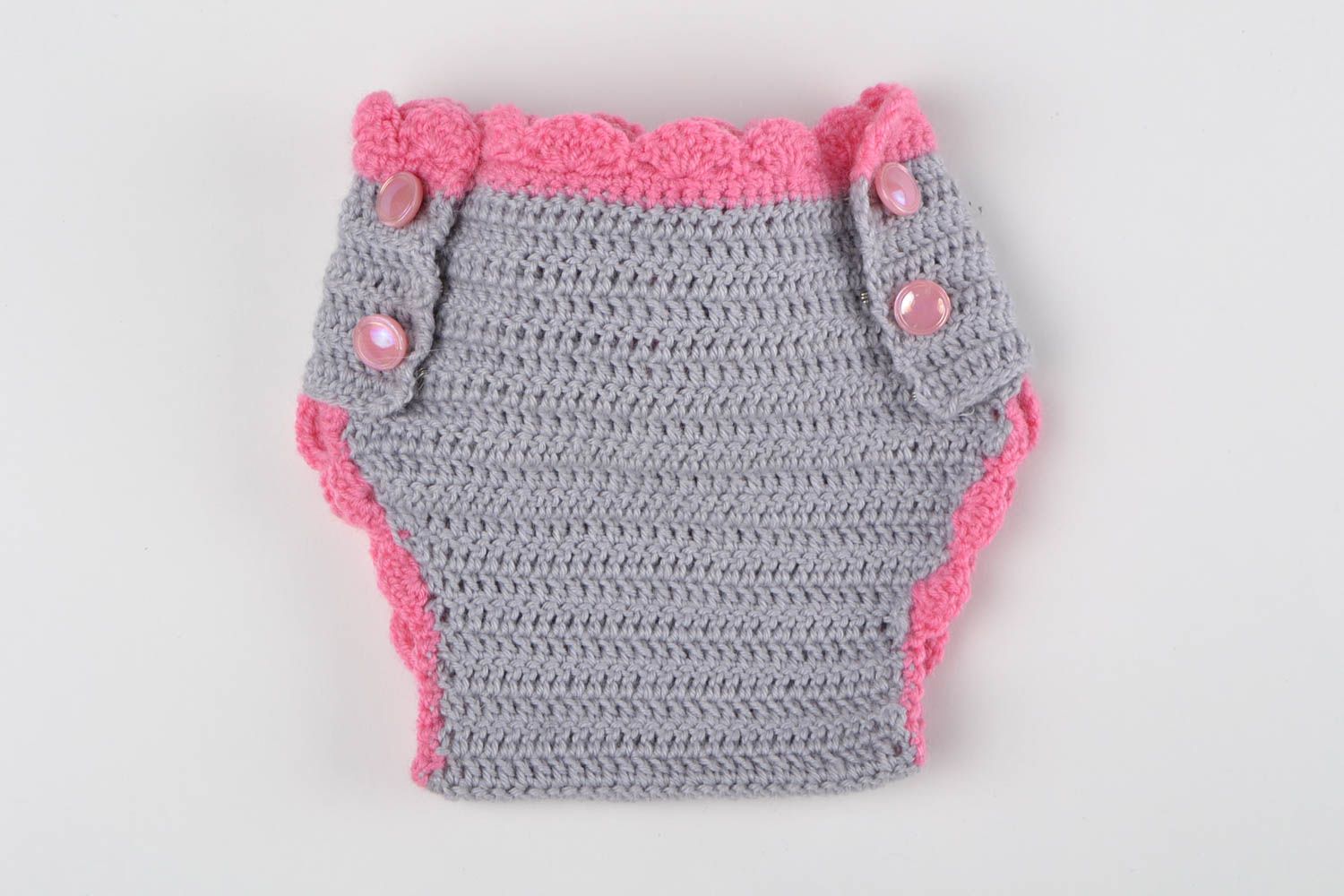 Baby Unterhose handmade Baby Unterwäsche Baby Kleidung gehäkelt grau rosa foto 3