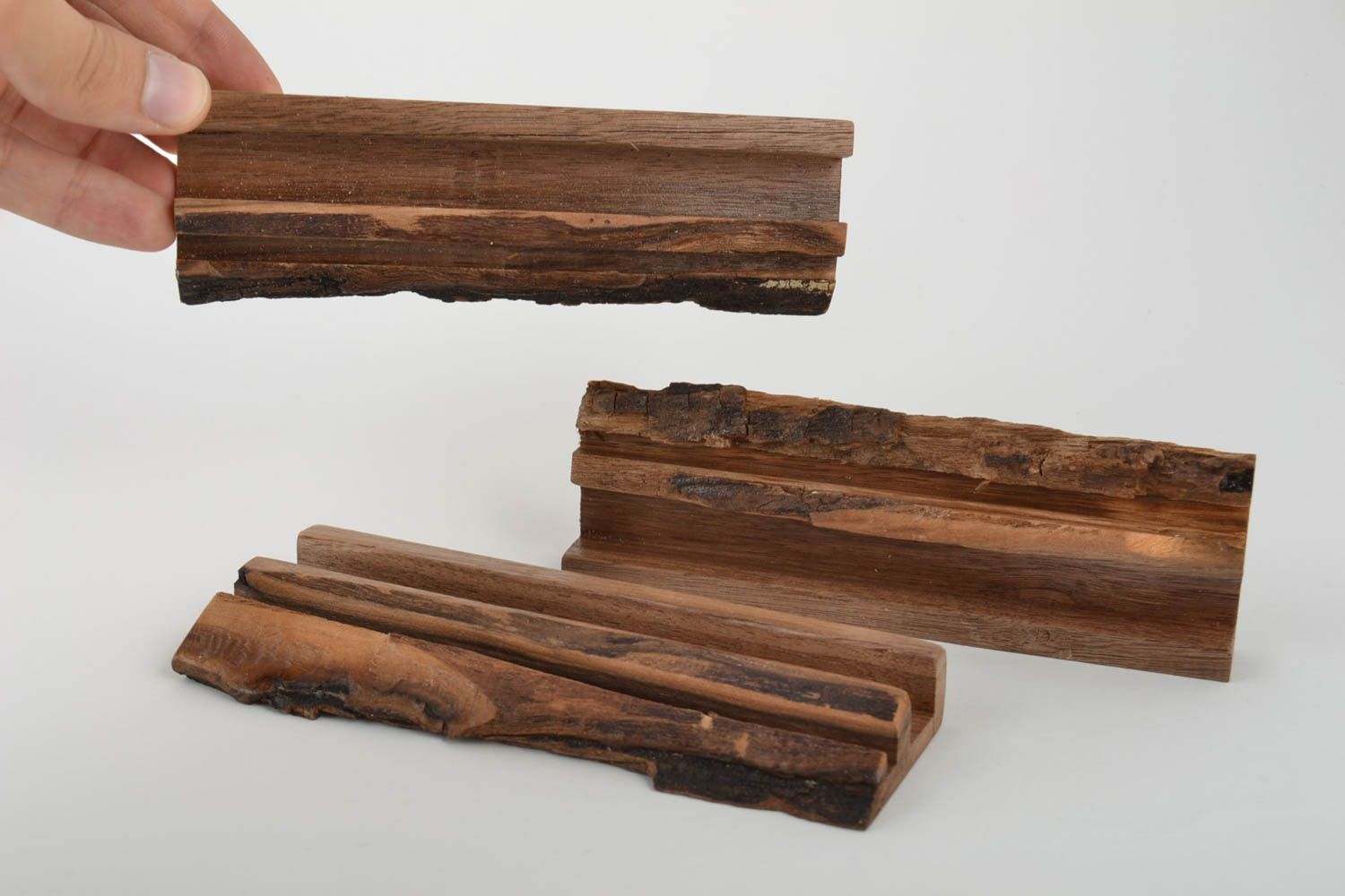 Supports pour tablettes en bois faits main accessoires écologiques 3 pièces photo 5