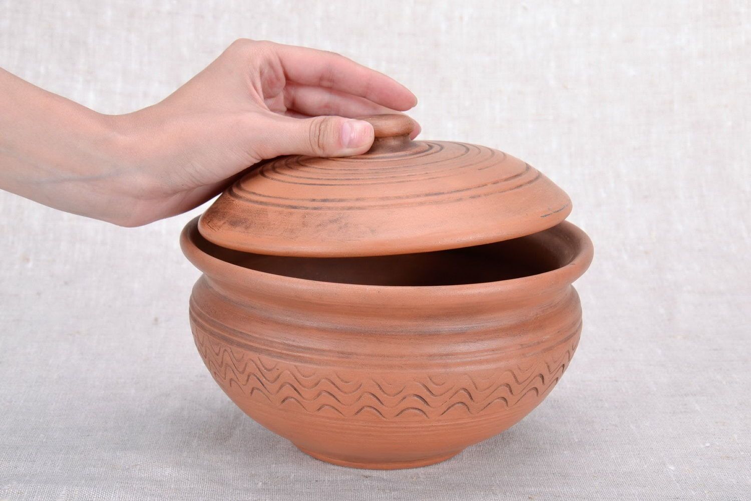 Pot en céramique avec couvercle fait main photo 5