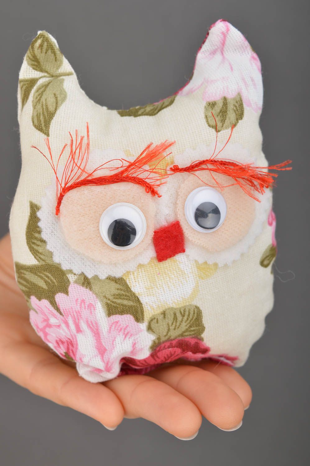 Interesting decor element handmade owl toy cotton textile toy unusual toy photo 5