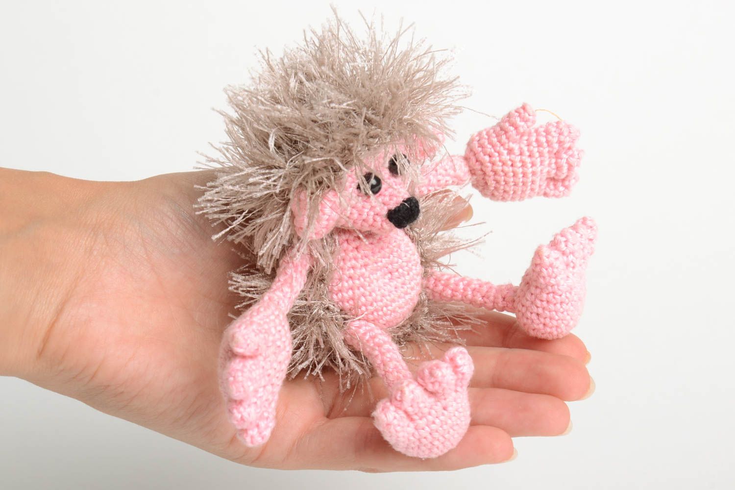Handmade crocheted toy stylish unusual toy for kids funny hedgehog toy photo 5