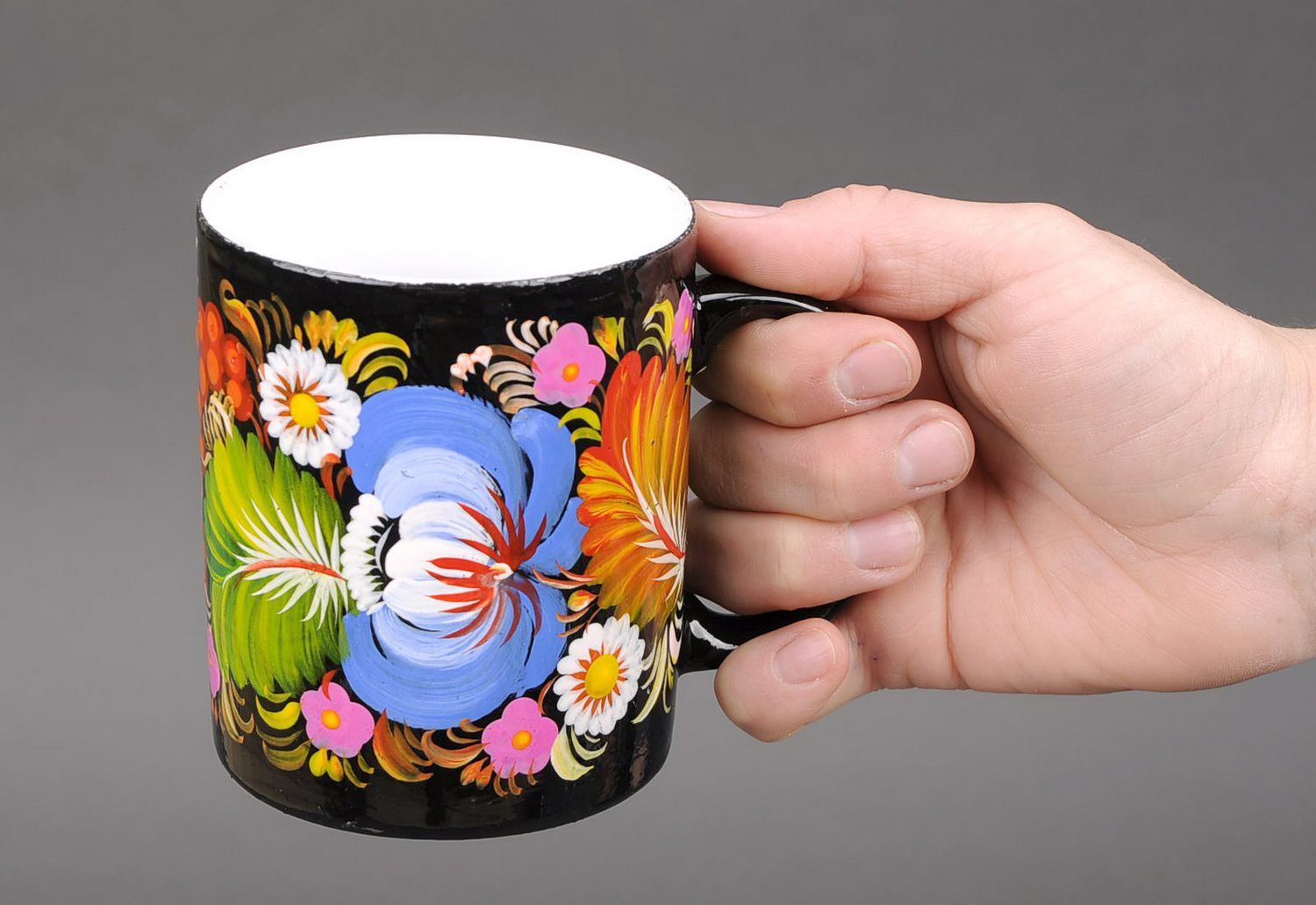Чашка керамическая Цветочная фото 5