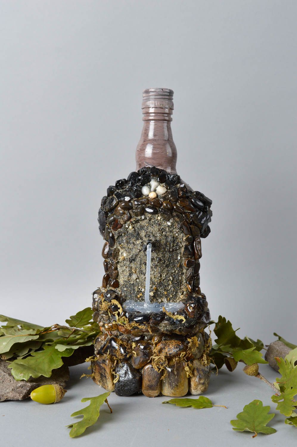 Стеклянная бутылка хэнд мэйд необычная украшение для дома декор квартиры фото 1