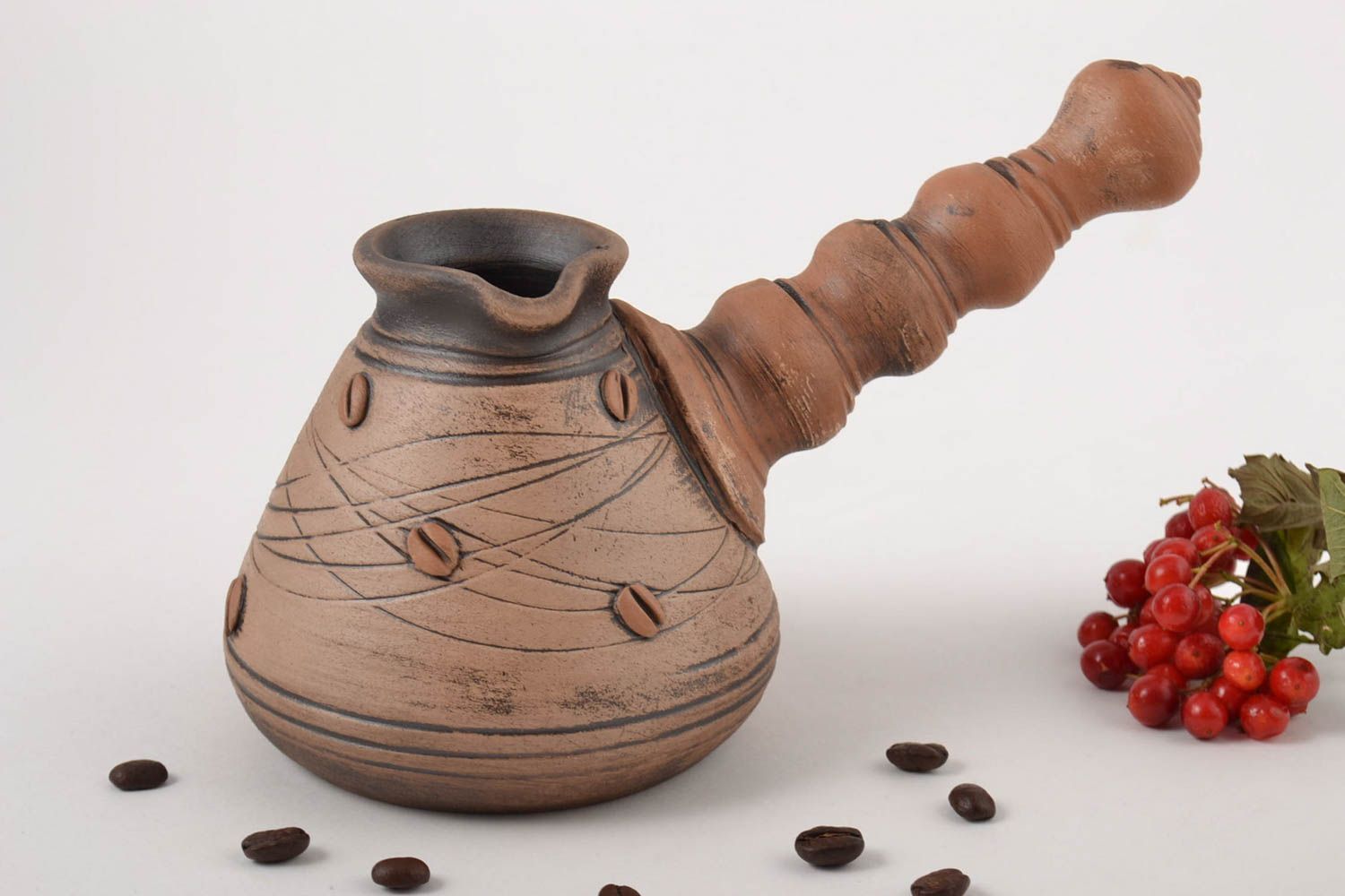 Турка для кофе ручной работы керамическая турка глиняная посуда для кофе 300 мл фото 1