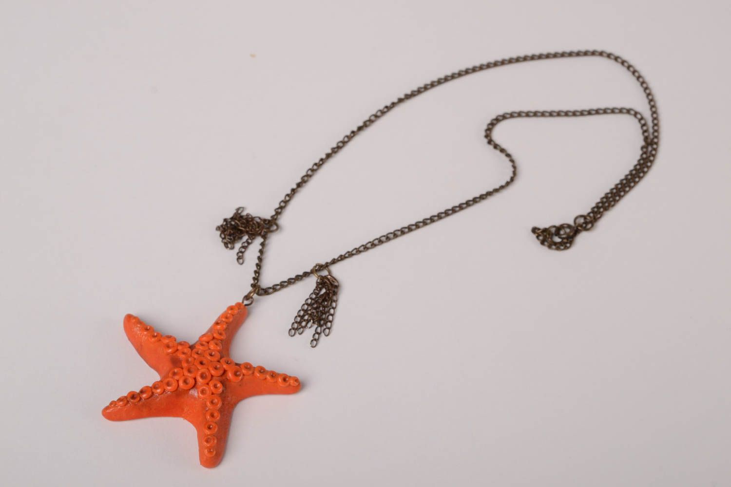Polymer clay pendant handmade jewelry plastic pendant star   starfish necklace  photo 1