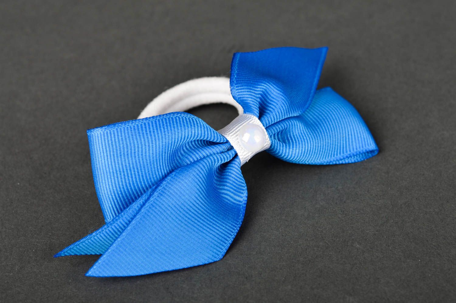Goma para el pelo lacito azul accesorio para niña hecho a mano regalo original foto 2