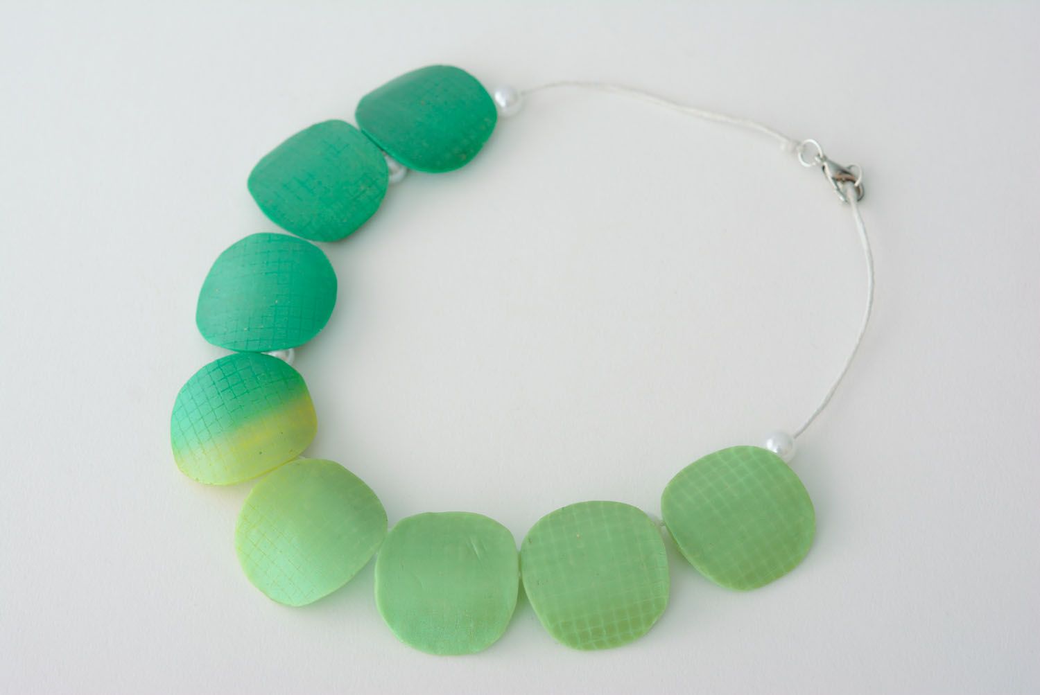 Green polymer clay necklace photo 2