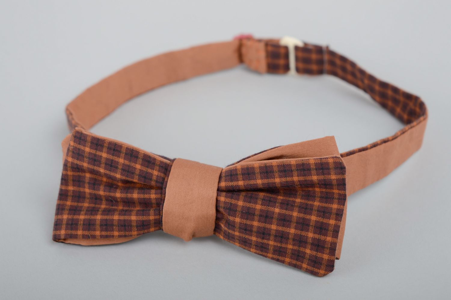 Two-sided checkered fabric bow tie photo 1