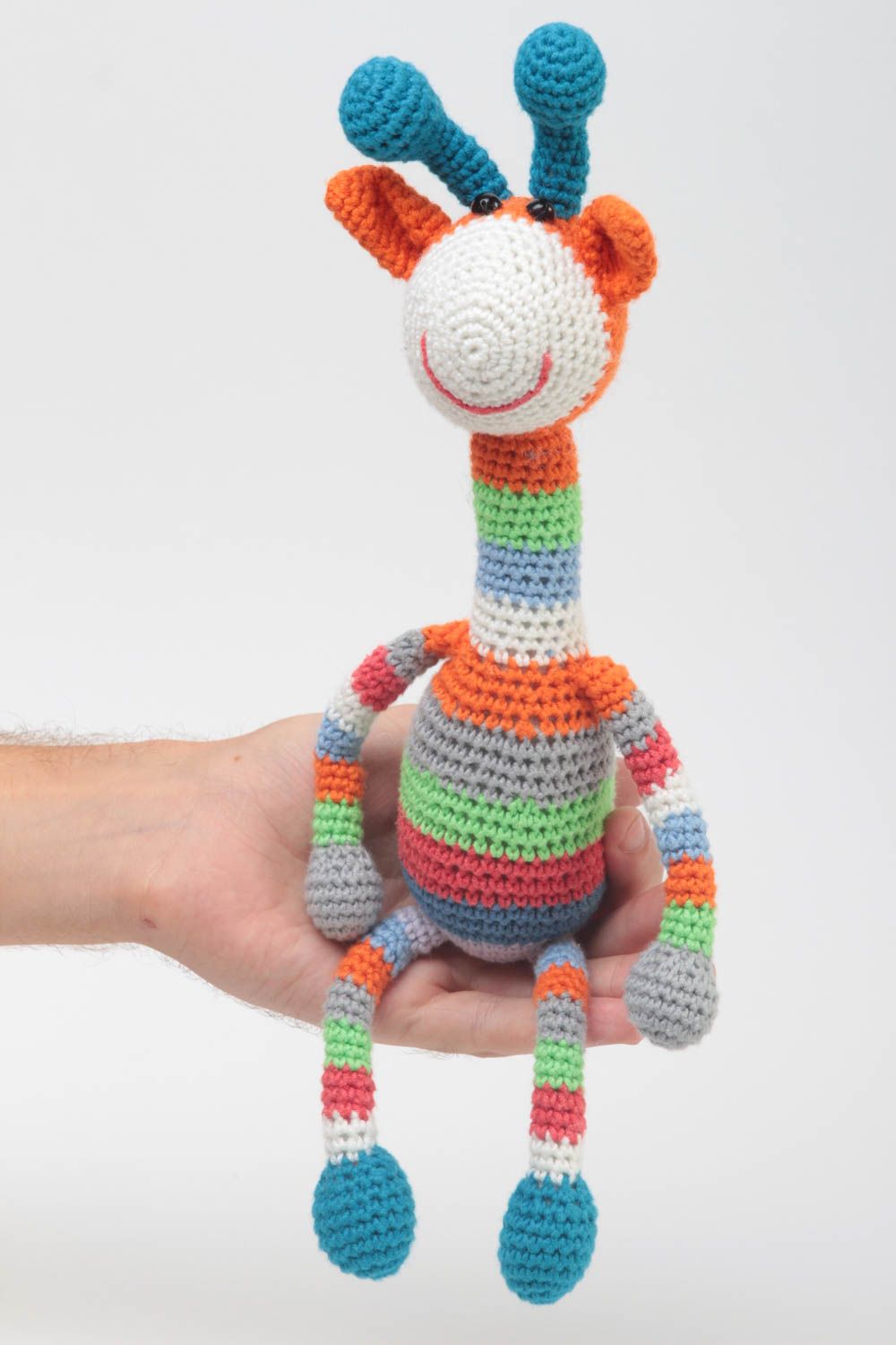 Décoration peluche fait main Jouet enfant Cadeau original tricoté girafe mignon photo 5