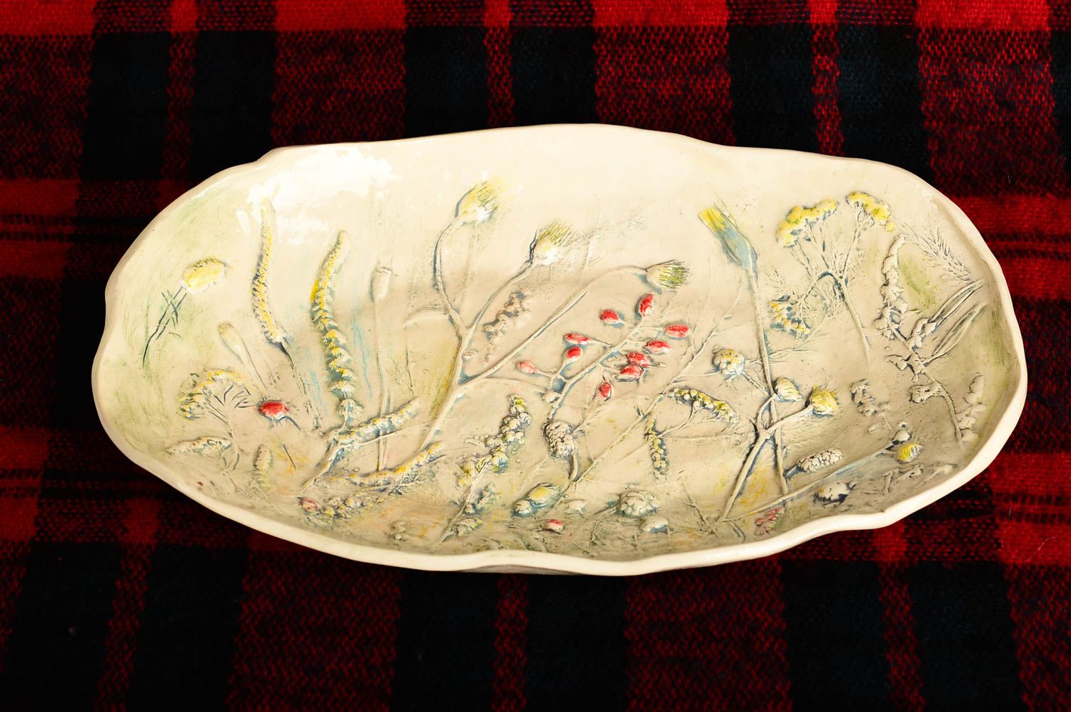 Керамическая тарелка хэнд мэйд глиняная посуда расписная тарелка большая фото 4