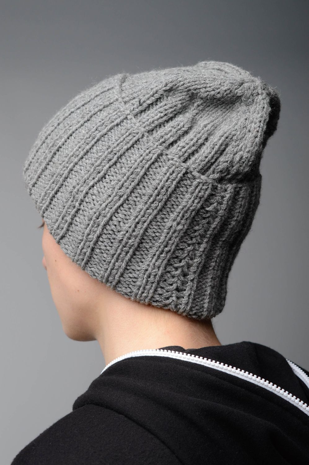 Wool knit ski mask of gray color photo 3