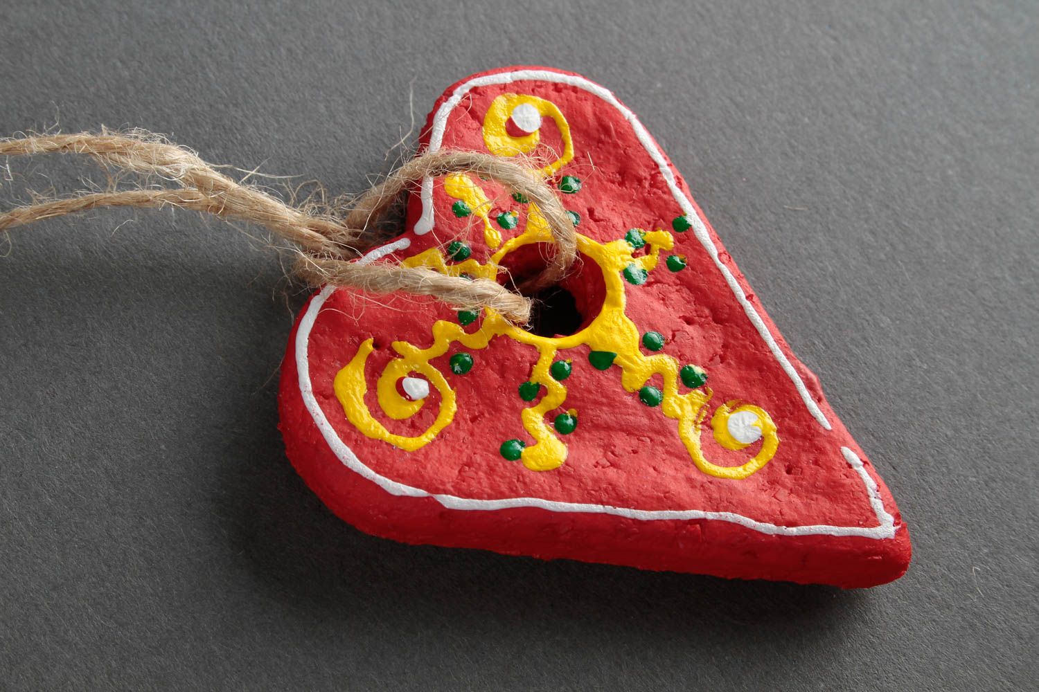 Figurina di pasta di sale fatta a mano addobbo natalizio cuore d'arredo
 foto 5