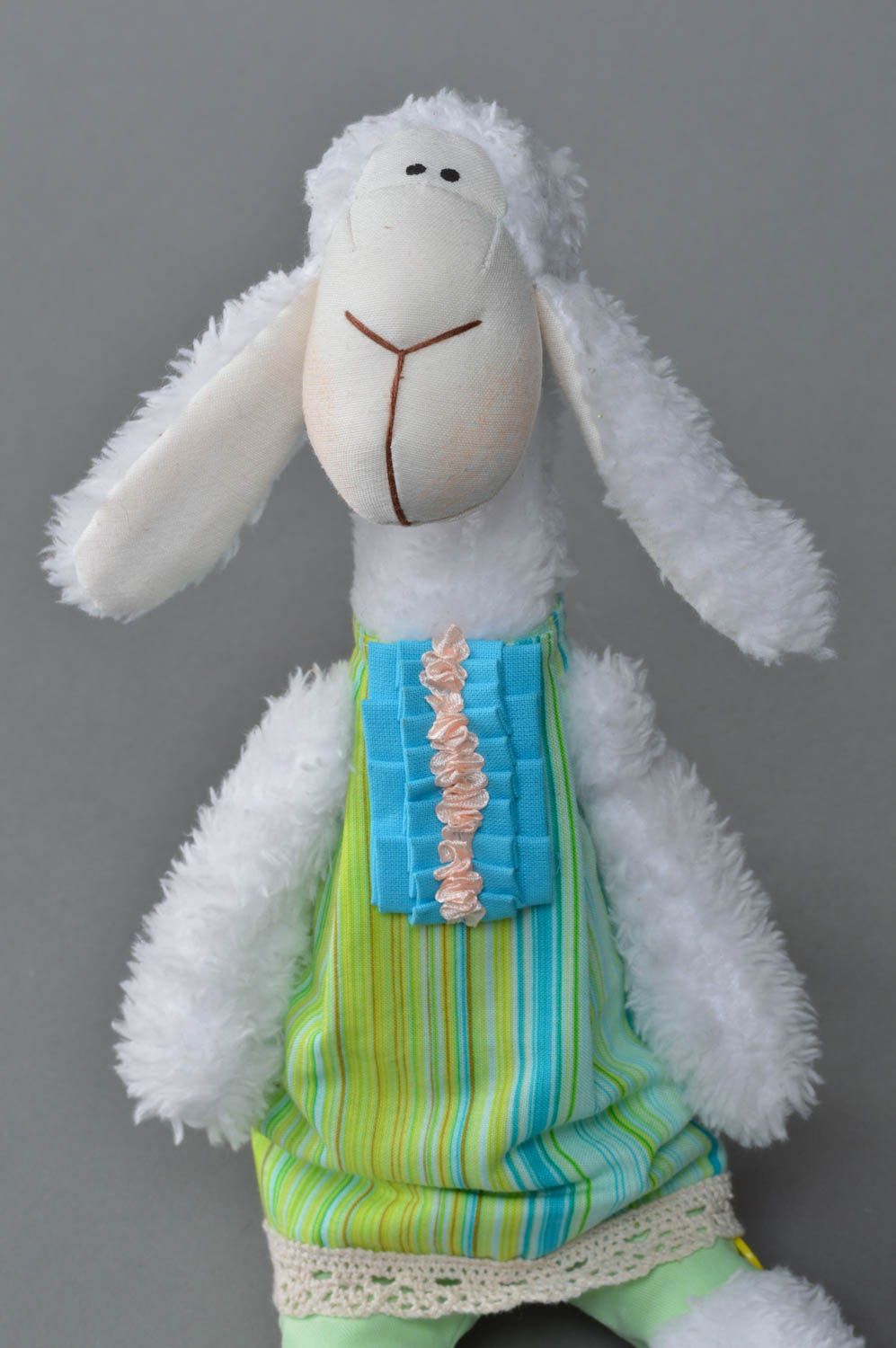 Handmade decorative fabric toy designer beautiful fluffy sheep home decor photo 4