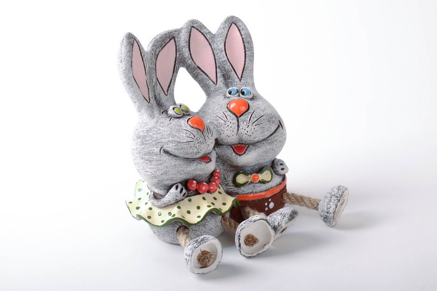 Conigli salvadanaio fatto a mano in ceramica dipinto a mano idea regalo  foto 1