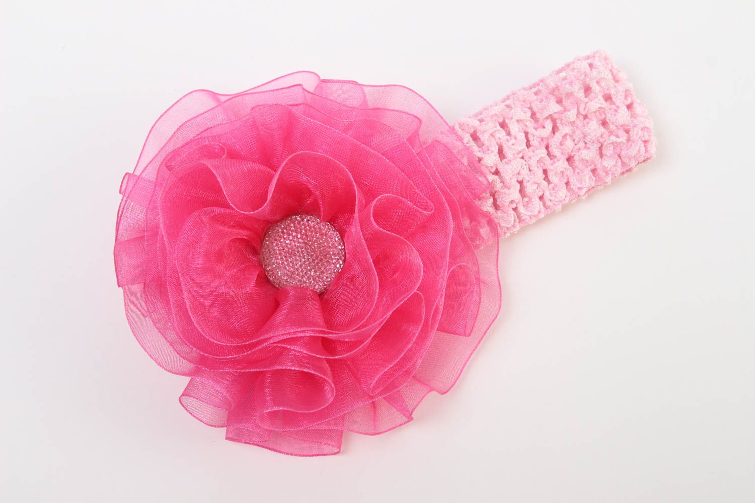 Handmade Haarband mit Blumen Accessoires für Haare dünnes Blumen Haarband rosa foto 2