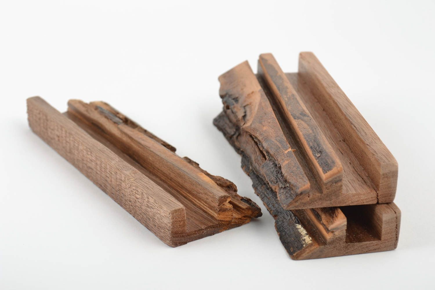 Sujetadores para tablets ecológicos de madera artesanales originales 3 piezas   foto 2