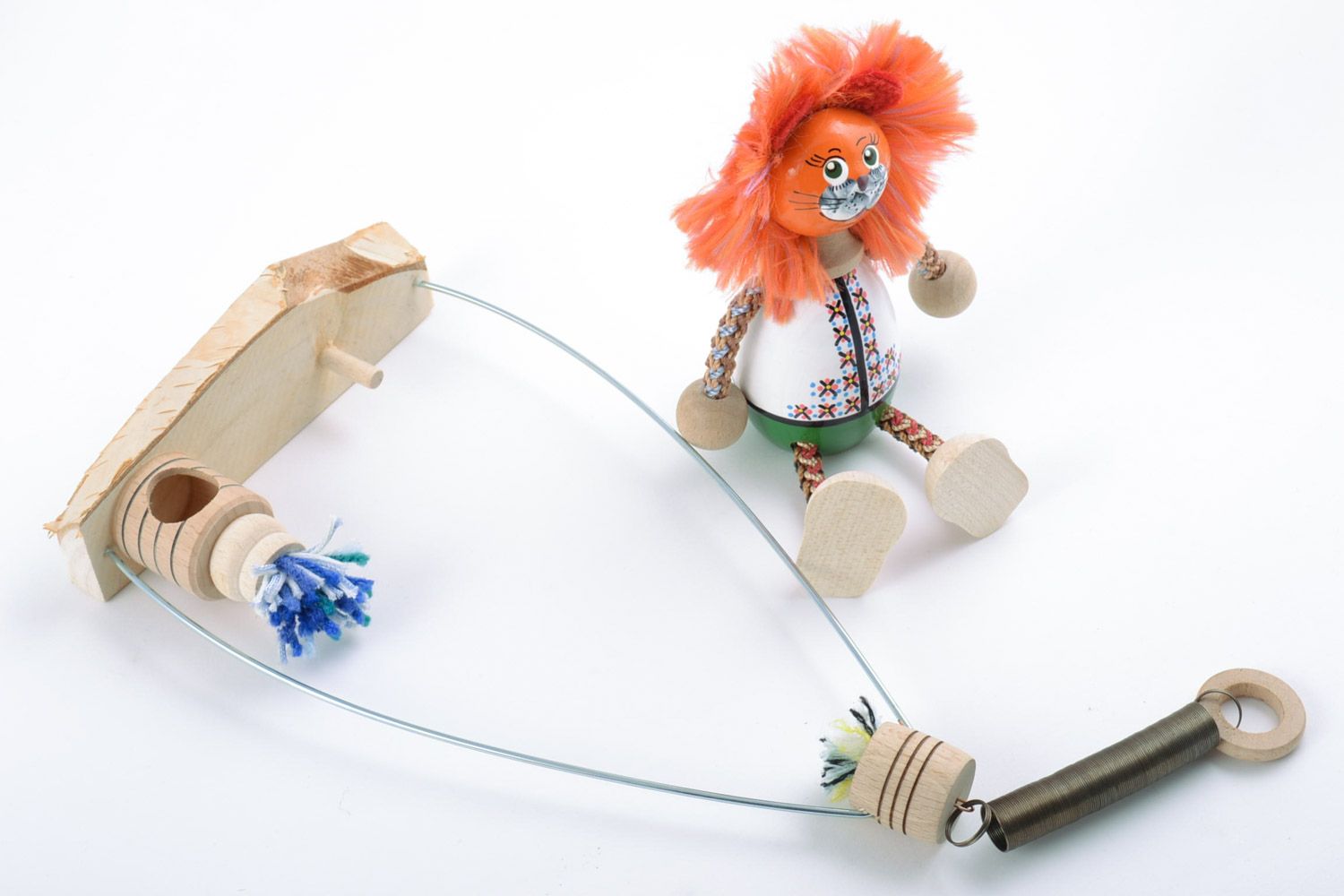 Оригинальная деревянная игрушка Лев на лавочке экологически чистая хэнд мэйд фото 5