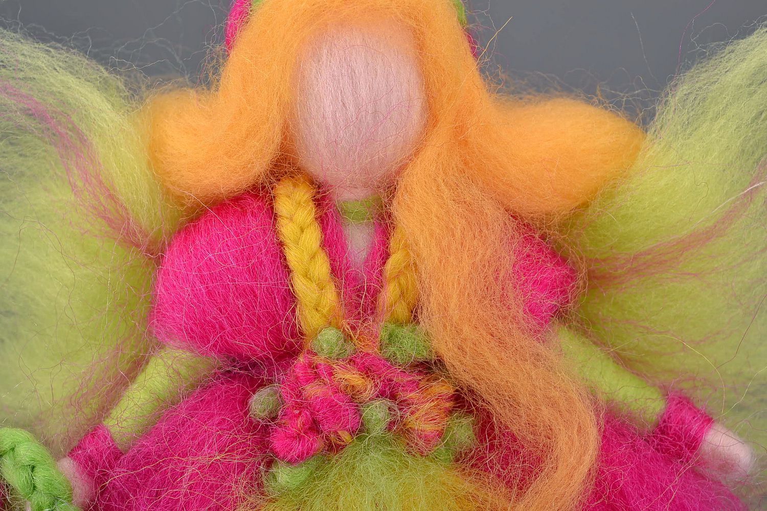 Bambola fata in lana fatta a mano pupazzo tessile originale bellissimo foto 2