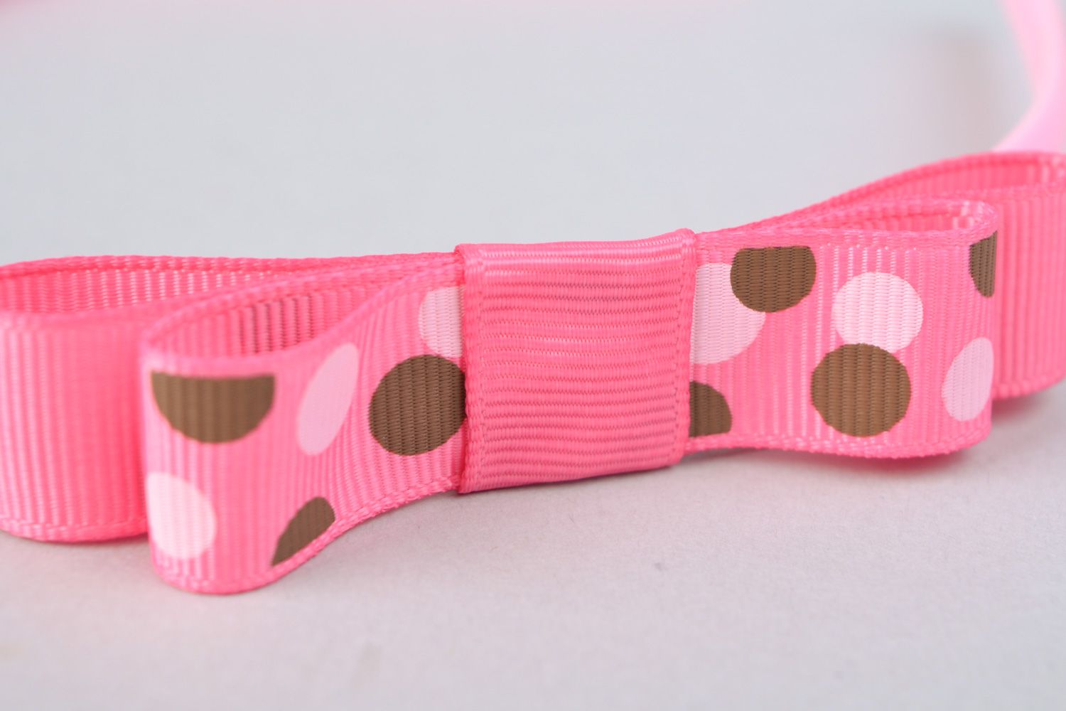 Handmade pink rep ribbon bow headband photo 3