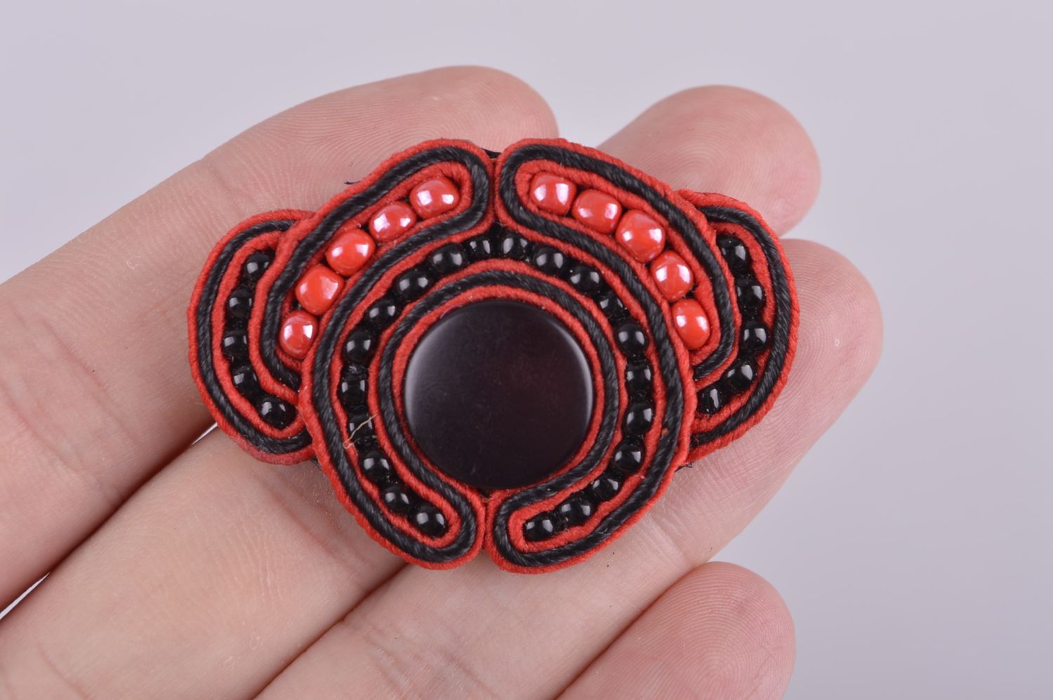 Handmade soutache brooch beaded brooch pin textile brooch jewelry gifts for her photo 5