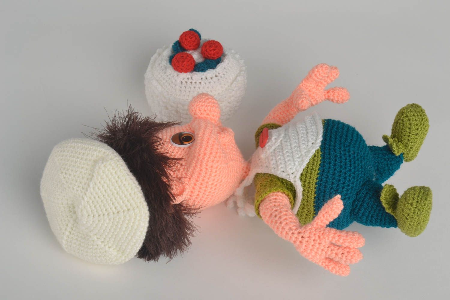 Designer Puppe handmade Stoff Spielzeug Geschenk für Kinder Koch mit Torte foto 4