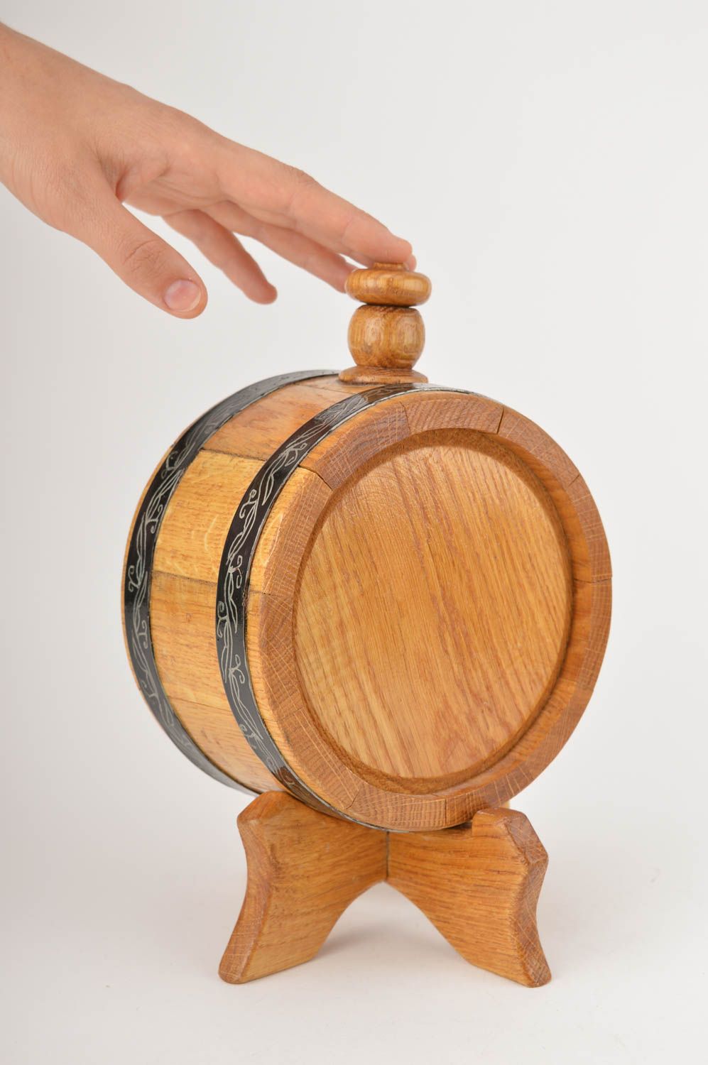 Handmade wooden barrel wine barrel wood decor interior barrel present for fiend photo 4