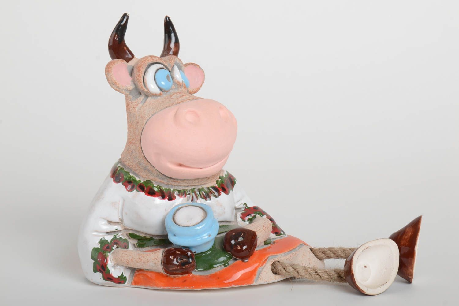 Handmade Keramik Spardose Kuh Haus Deko Geschenk für Kinder originell bunt foto 2