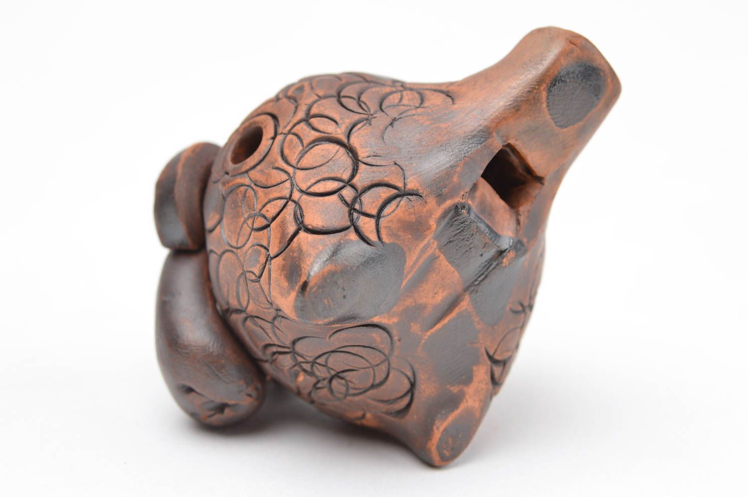 Handmade ceramic whistle clay whistle folk musical instrument ceramic statuette photo 4