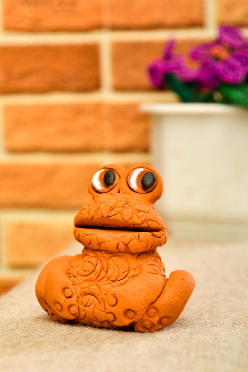 Handmade Deko Frosch Figur ausgefallenes Geschenk Haus Dekoration ungewöhnlich foto 1