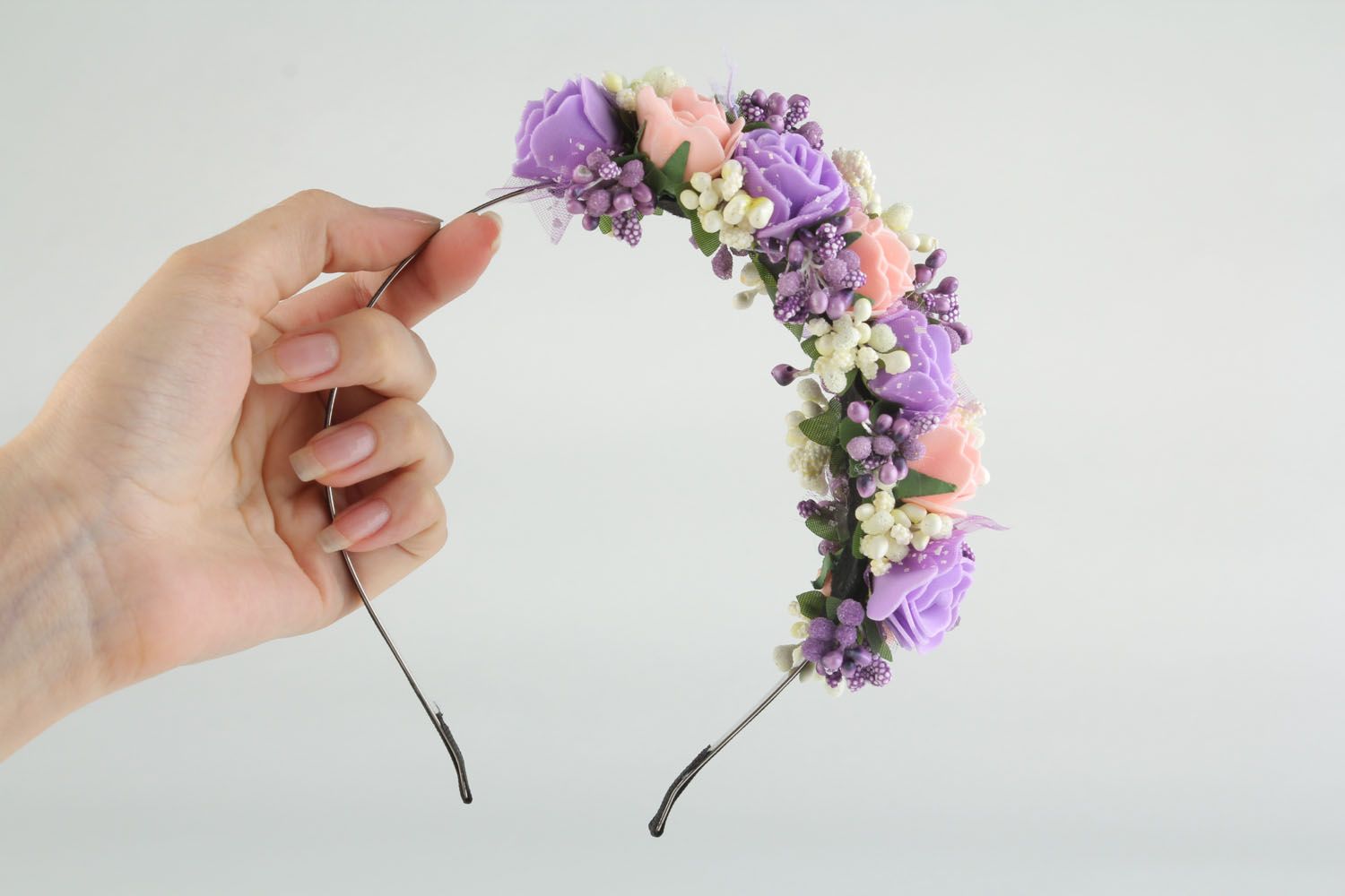 Асимметричный цветочный обруч для волос фото 4