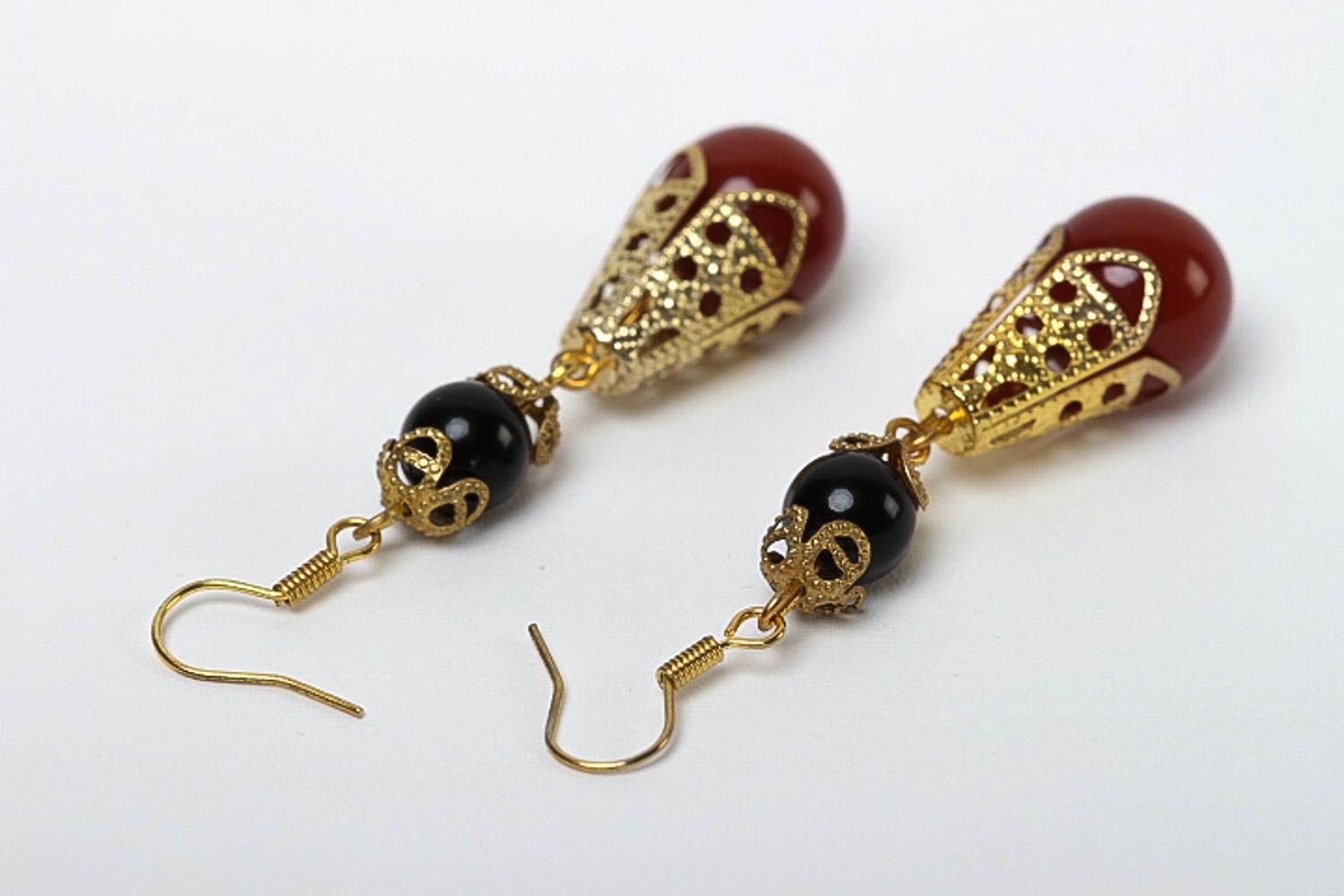 Handmade Ohrringe Perlen Ohrhänger Geschenk für Frauen mit Carnelian elegant foto 4