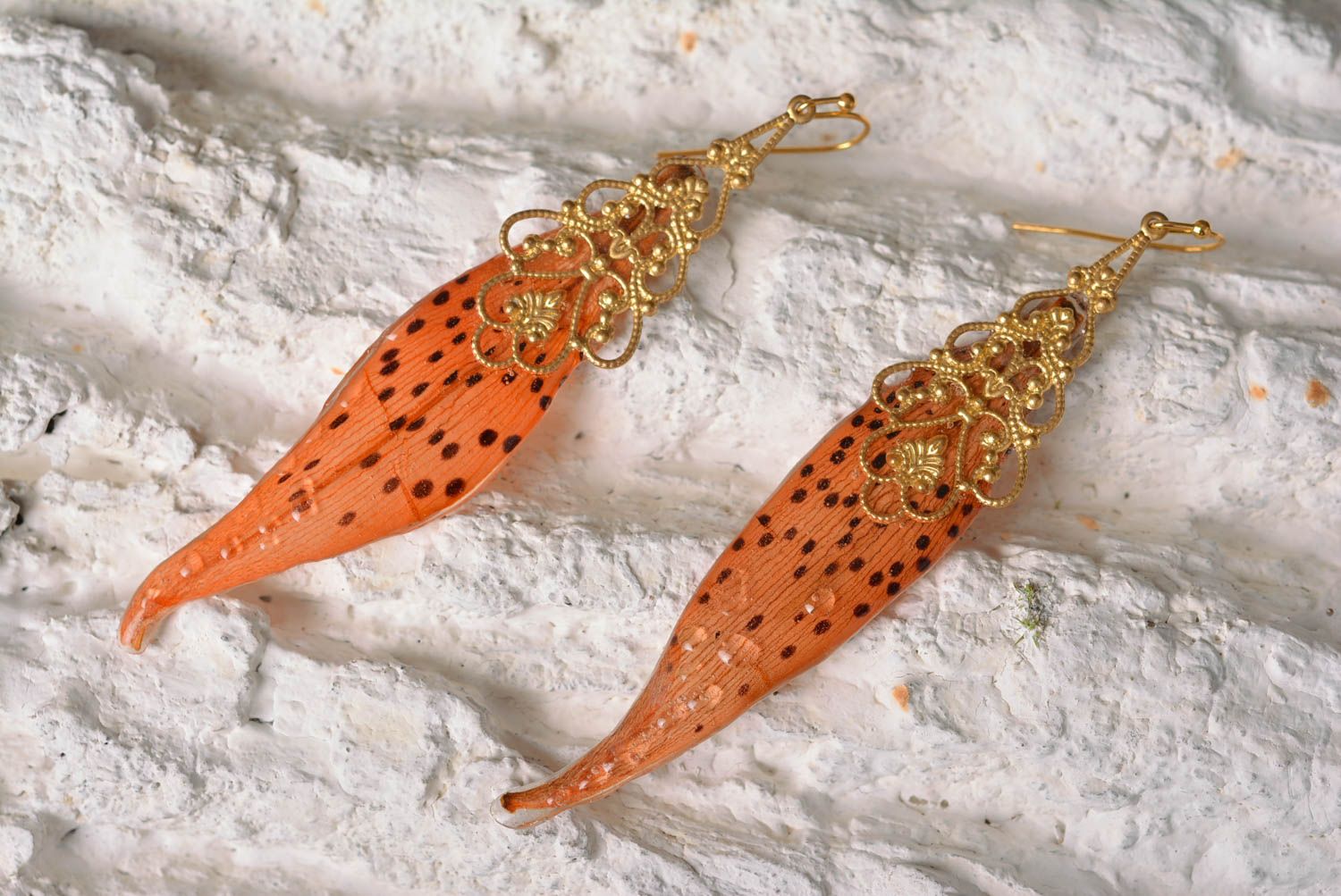 Handmade Modeschmuck Ohrringe Designer Schmuck Accessoire für Frauen Tigerlilien foto 1