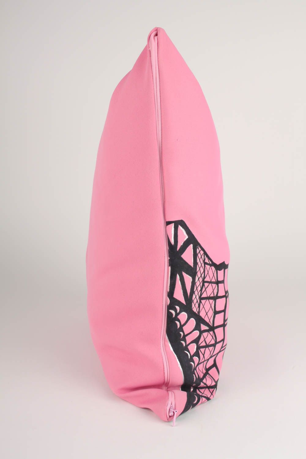 Декоративная наволочка handmade розовая необычный подарок текстильный декор фото 3