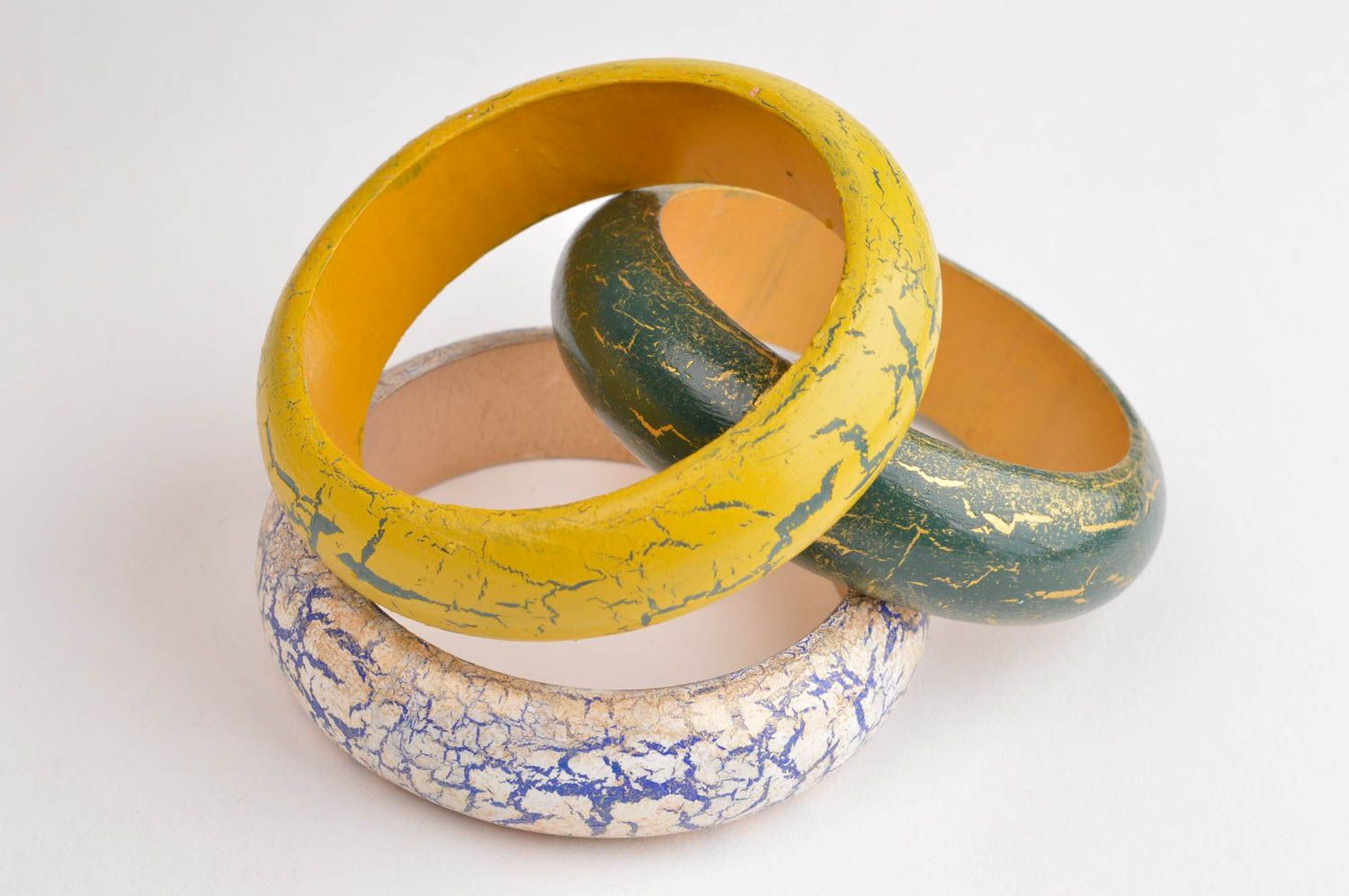 Handmade Armbänder Holz Designer Schmuck Geschenk für Frauen Set 3 Stück foto 4