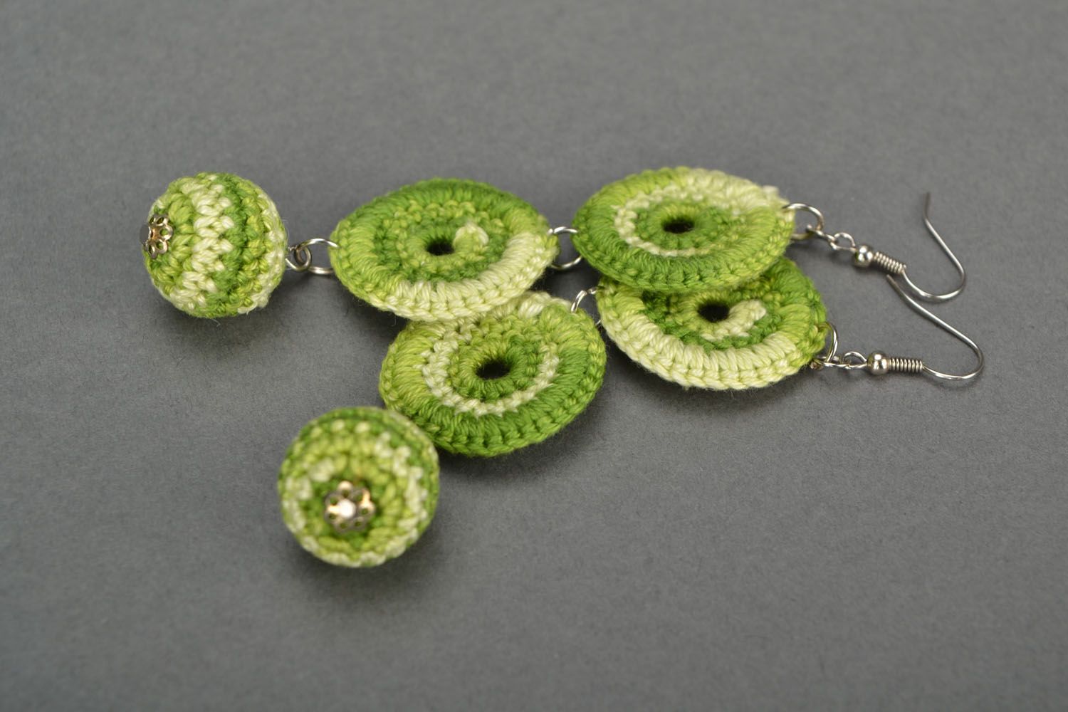 Green crochet earrings photo 5